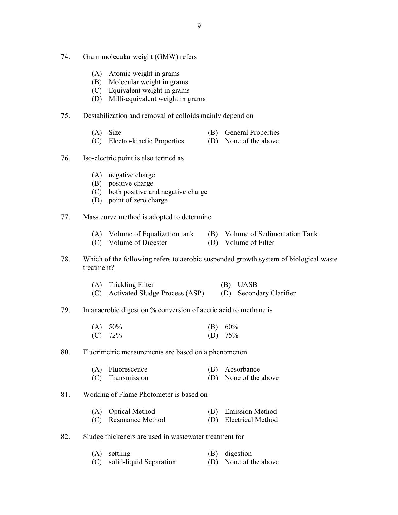 CUSAT CAT 2017 Engineering Science Question Paper - Page 9