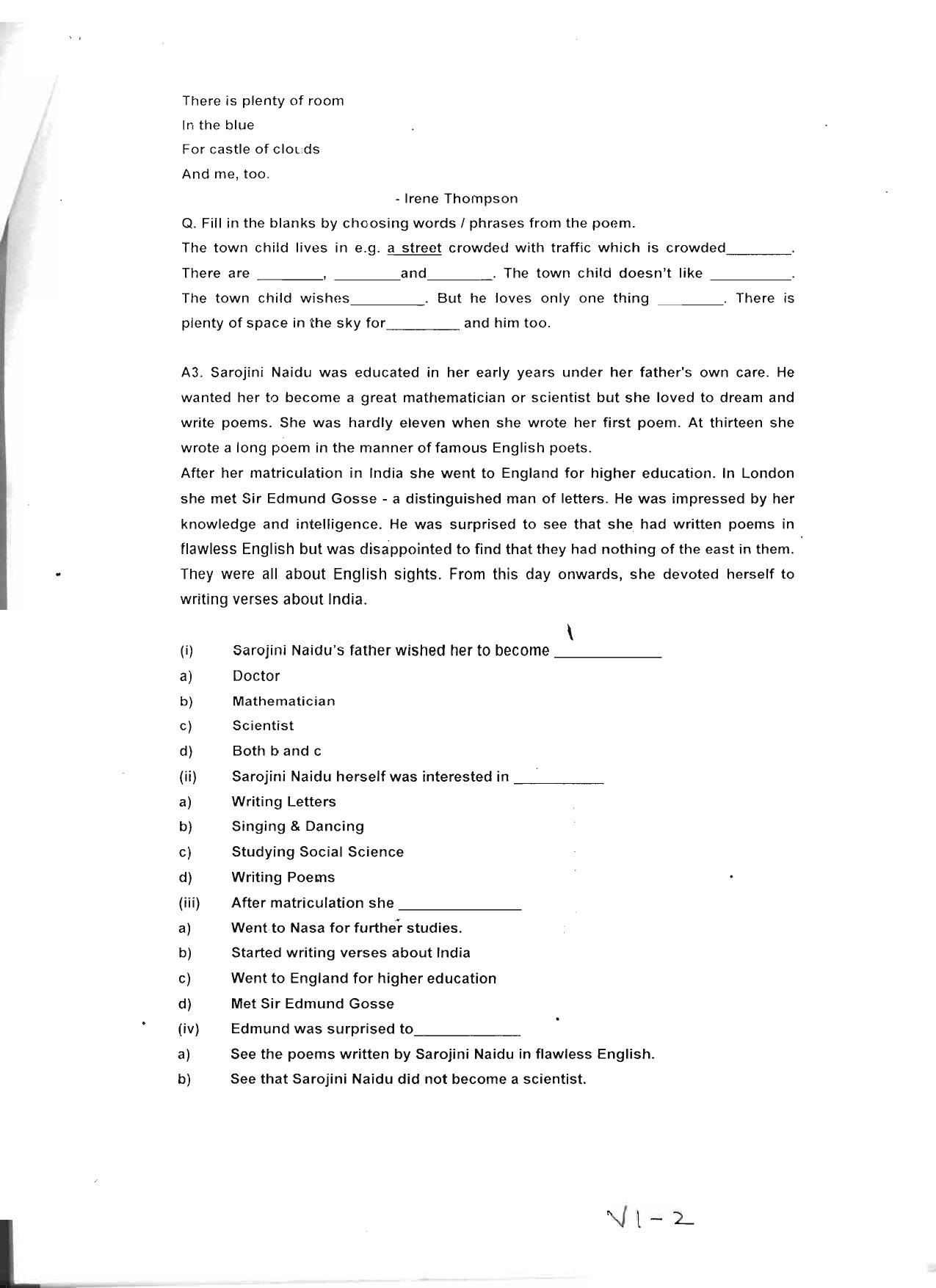 CBSE Worksheets for Class 6 English Practice Assignment 21 - Page 2
