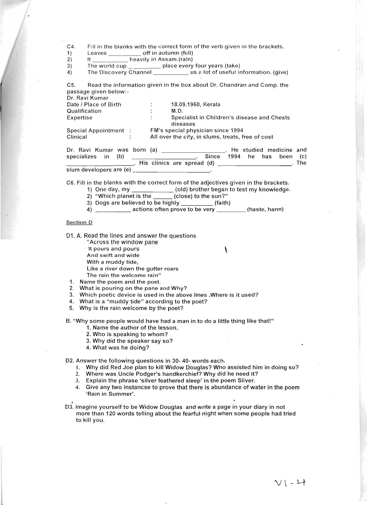 CBSE Worksheets for Class 6 English Practice Assignment 21 - Page 4