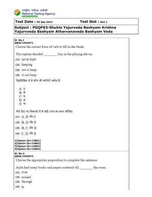 CUET (PG) 2022: PGQP-63 Shukla Yajurveda Bashyam Krishna Yajurvveda Bashyam Atharvanaveda Bashyam Veda (05-09-2022) Question Paper