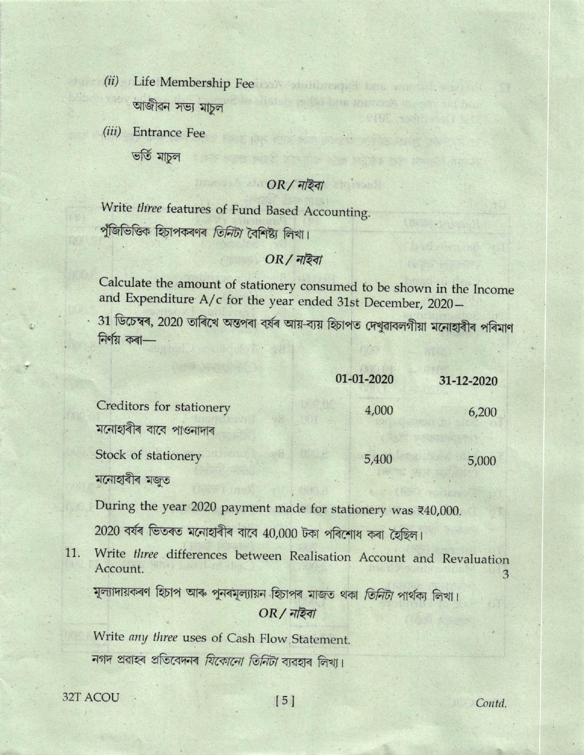 AHSEC Class 12 Accountancy Question Papers 2022 - Page 5