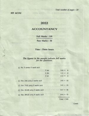 AHSEC Class 12 Accountancy Question Papers 2022