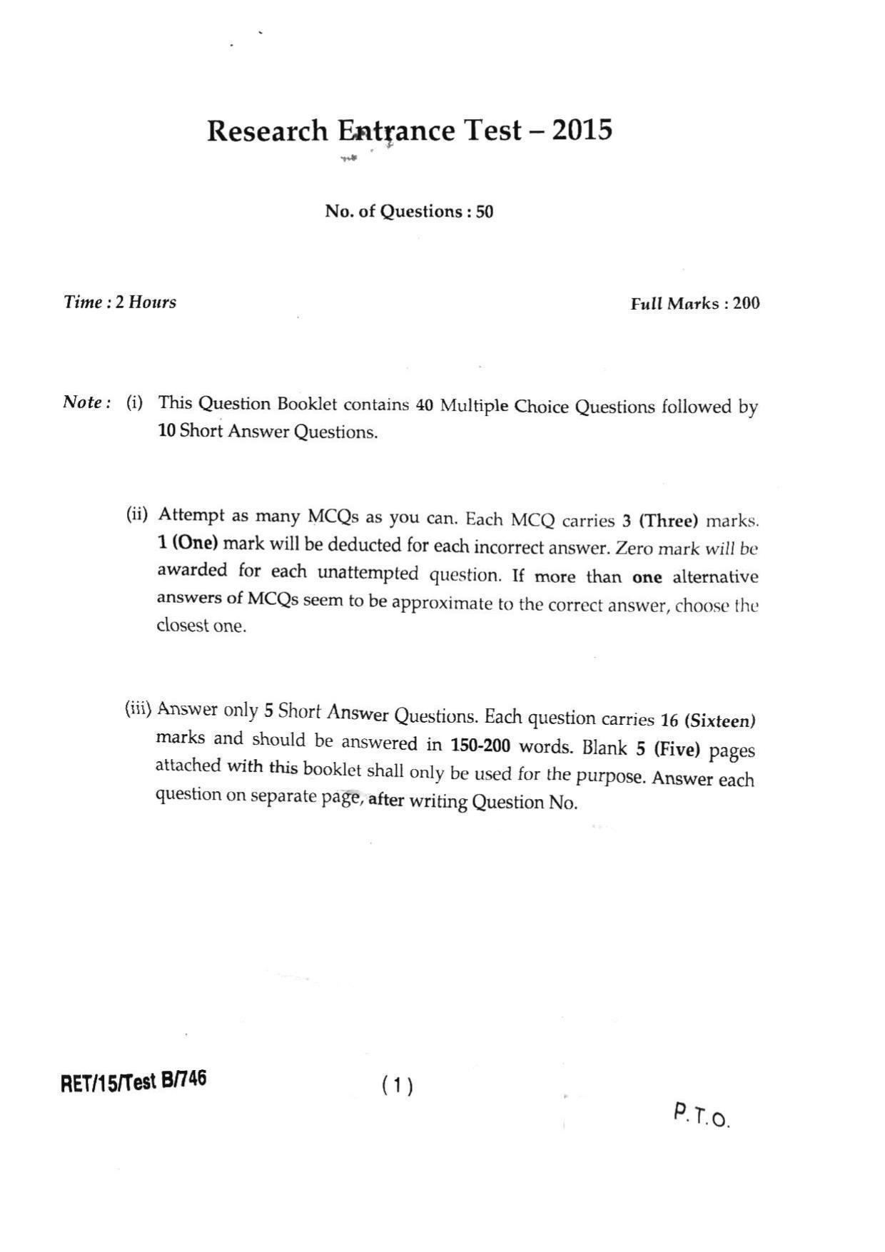 BHU RET GENETICS_PLANT BREEDIN 2015 Question Paper - Page 3