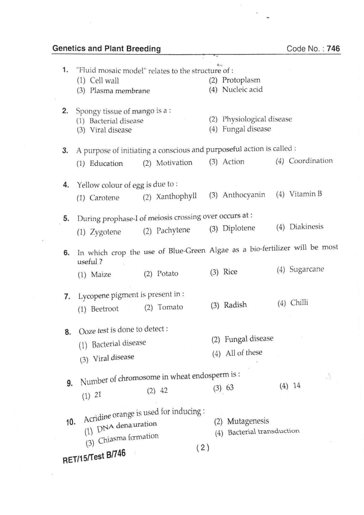 BHU RET GENETICS_PLANT BREEDIN 2015 Question Paper - Page 4