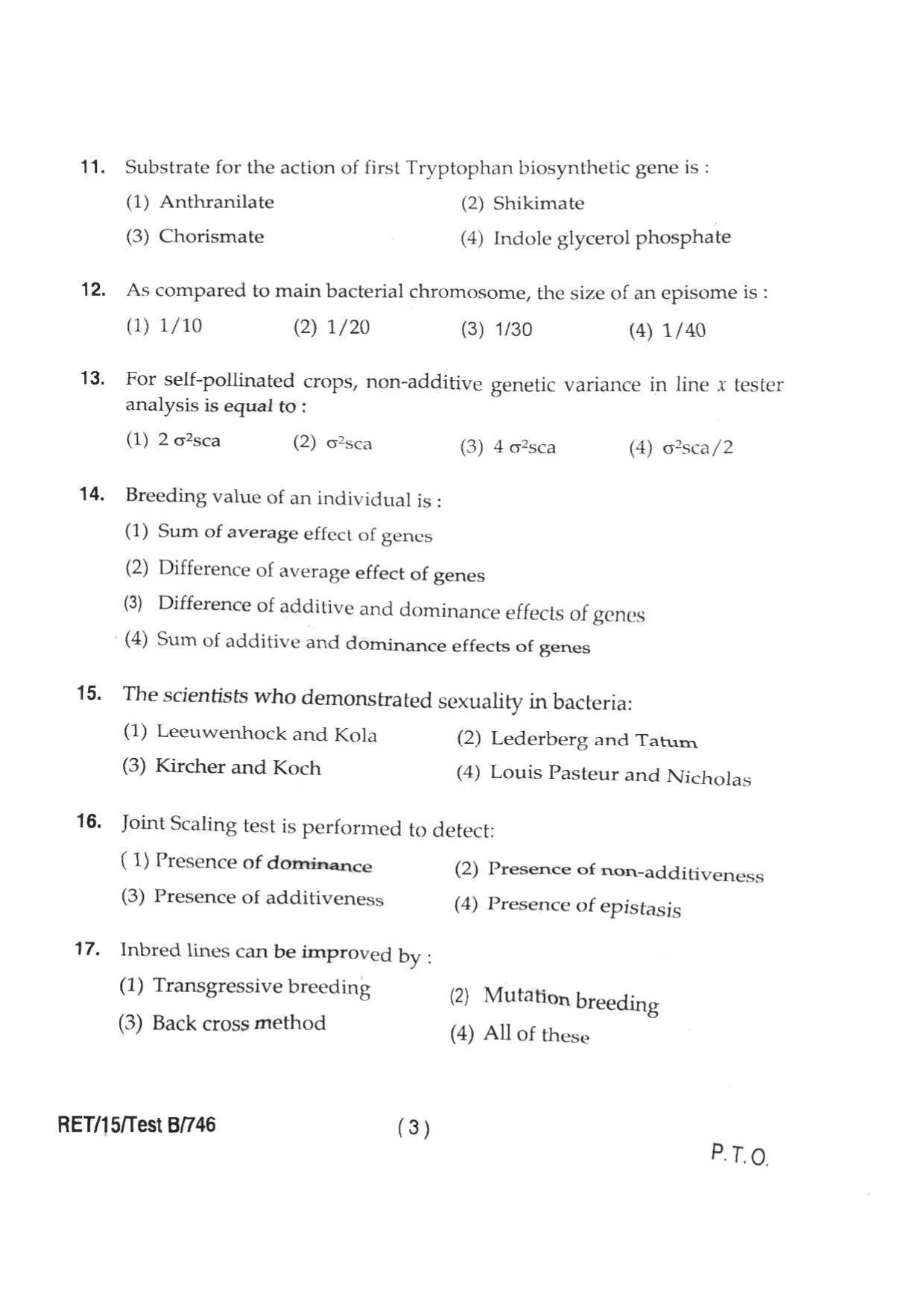 BHU RET GENETICS_PLANT BREEDIN 2015 Question Paper - Page 5