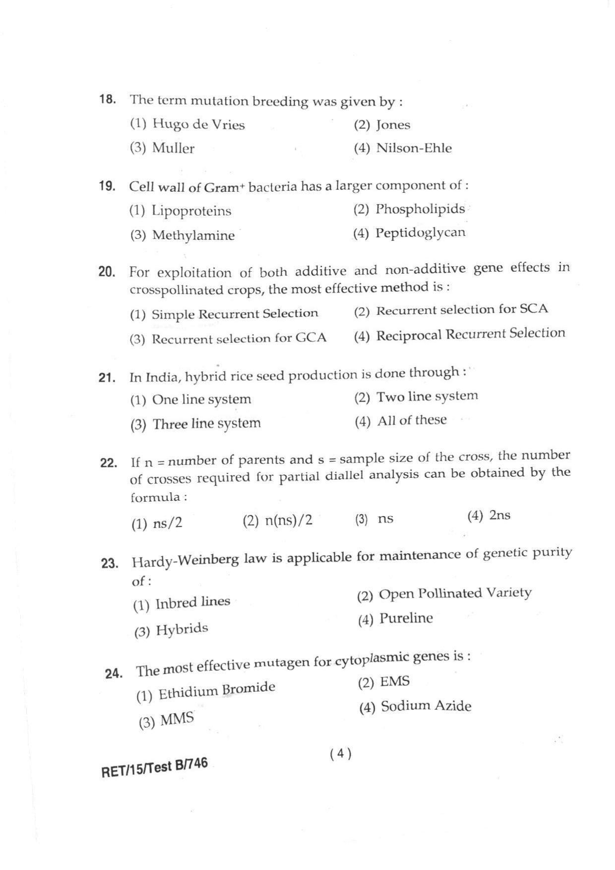 BHU RET GENETICS_PLANT BREEDIN 2015 Question Paper - Page 6