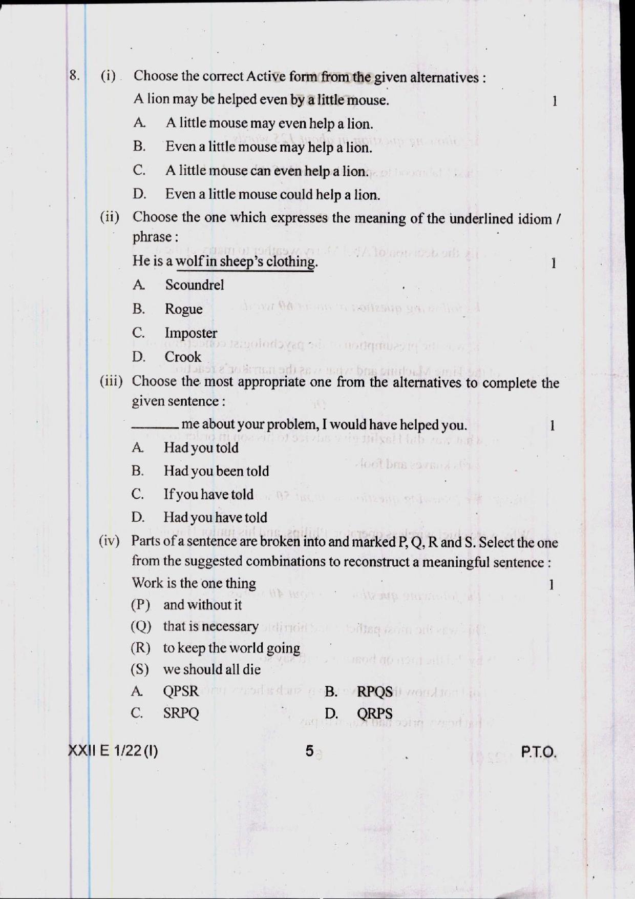 COHSEM 12th Question Papers Improvement 2022  - Page 5