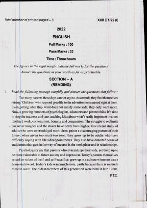 COHSEM 12th Question Papers Improvement 2022 
