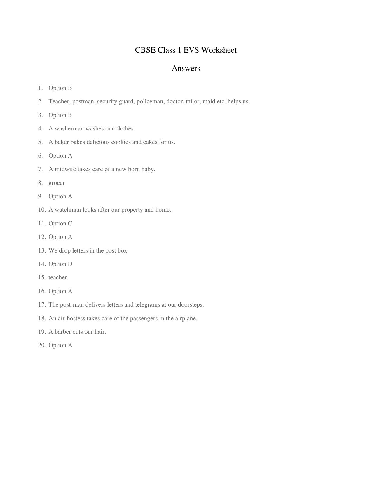 CBSE Class 1 EVS The food we eat Worksheets - Page 3