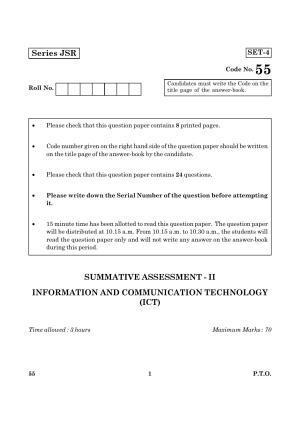 CBSE Class 10 055 Information And Communication Tech. 2016 Question Paper