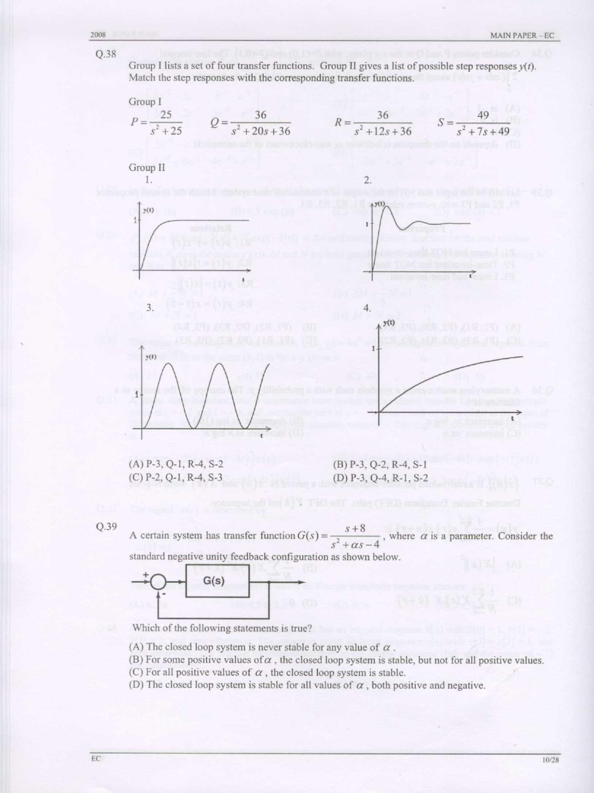 GATE 2008 Electronics and Communication Engineering (EC) Question Paper with Answer Key - Page 10