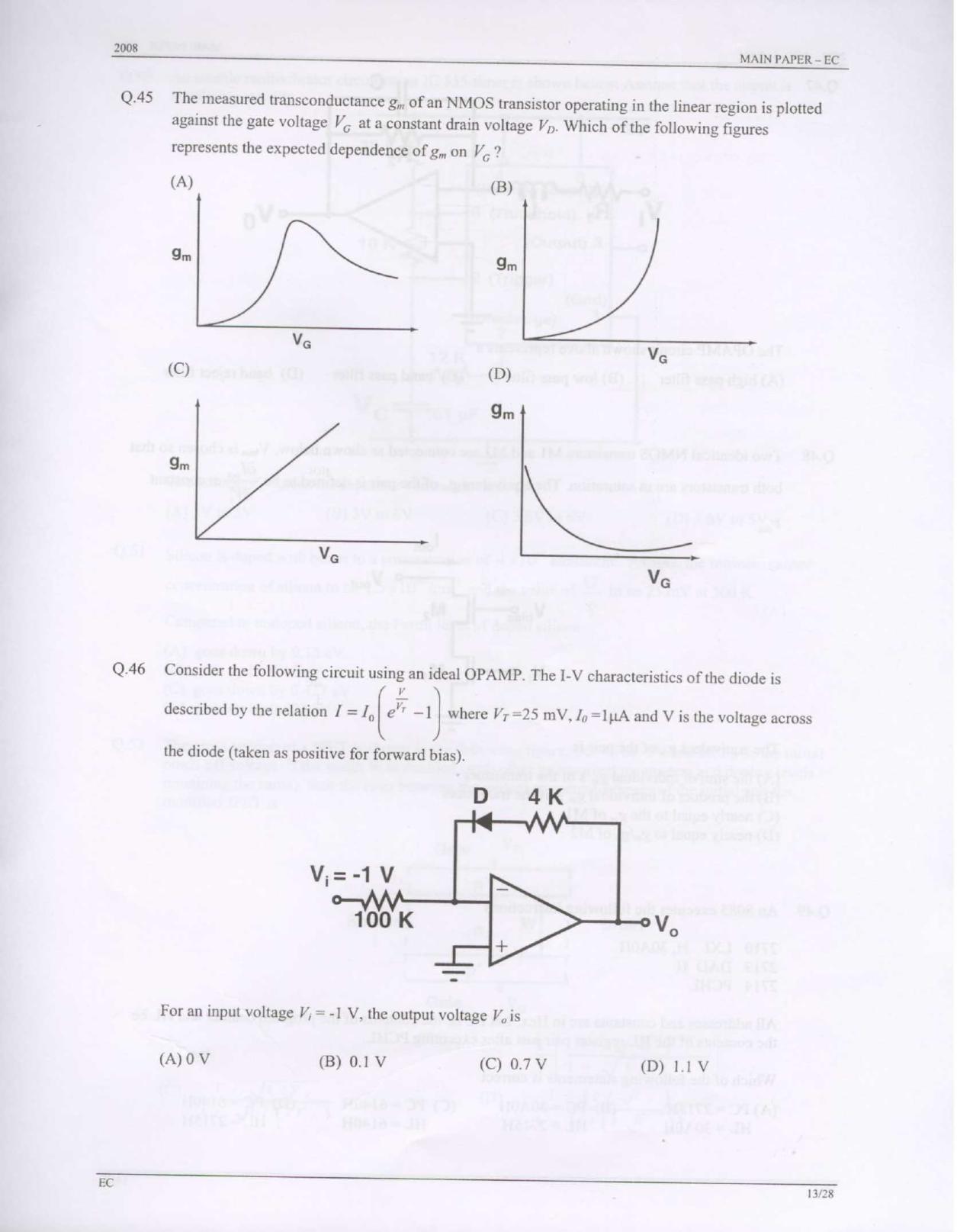 GATE 2008 Electronics and Communication Engineering (EC) Question Paper with Answer Key - Page 13
