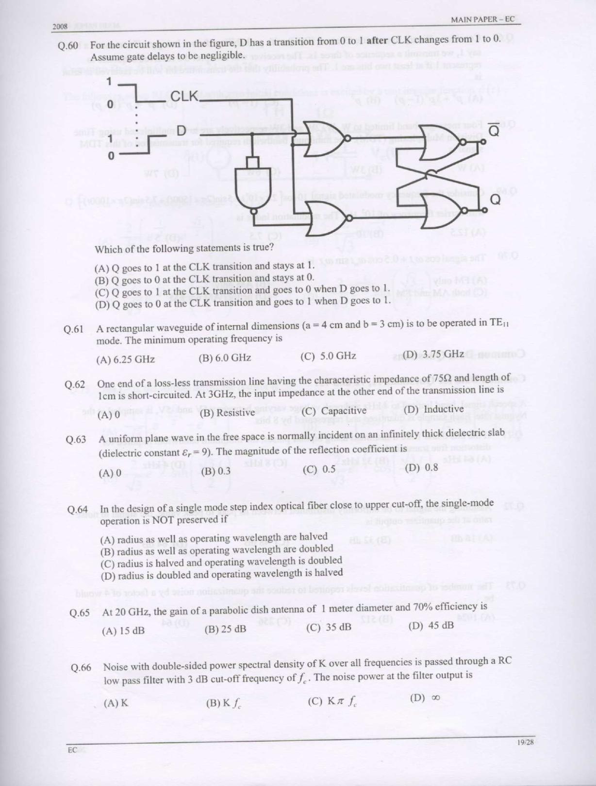 GATE 2008 Electronics and Communication Engineering (EC) Question Paper with Answer Key - Page 19