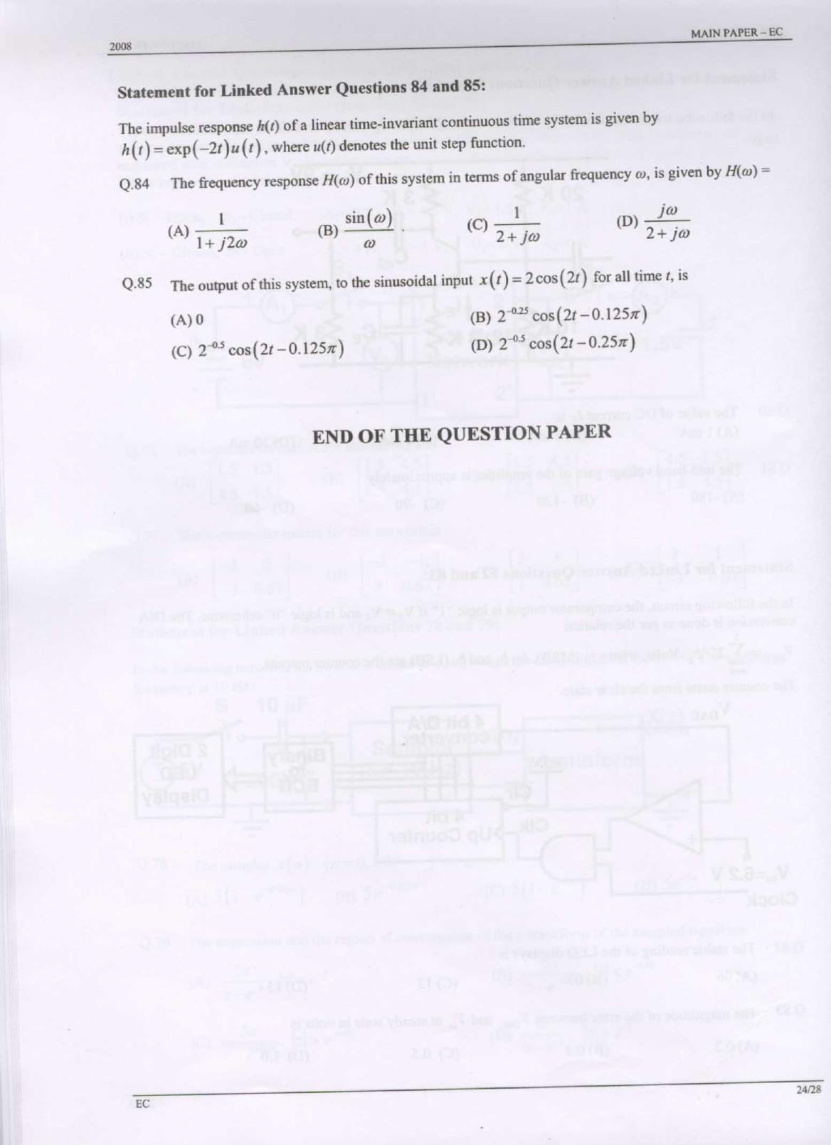 GATE 2008 Electronics and Communication Engineering (EC) Question Paper with Answer Key - Page 24