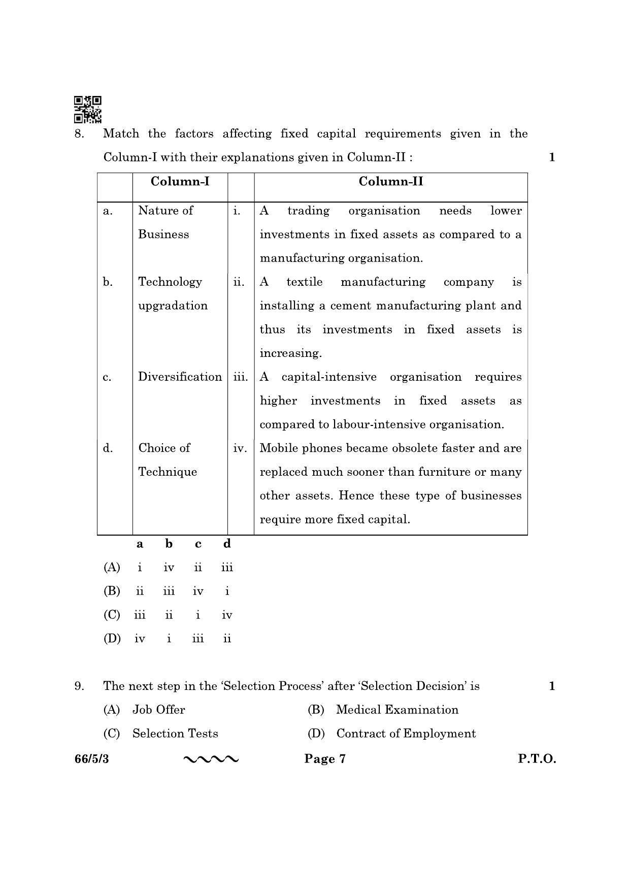 CBSE Class 12 66-5-3 Business Studies 2023 Question Paper - Page 7