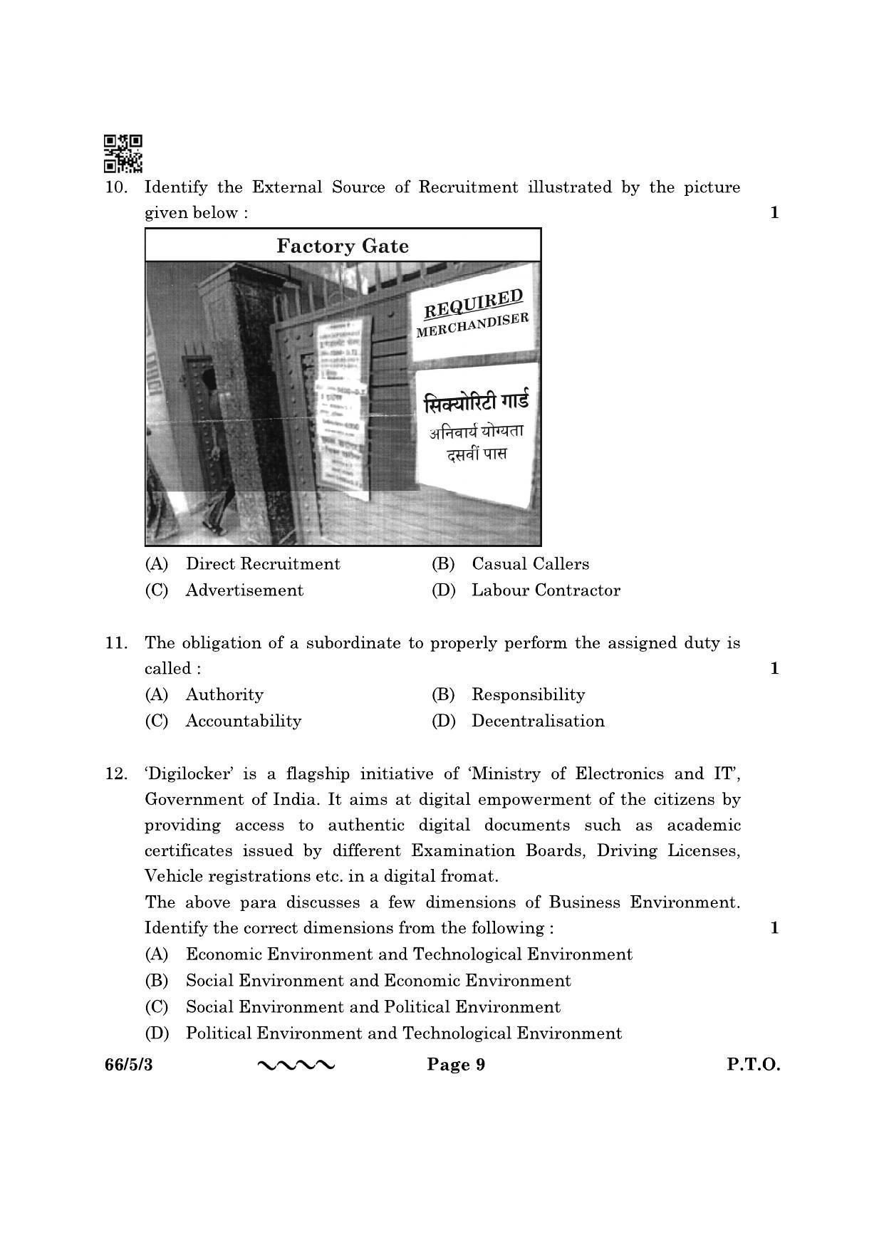 CBSE Class 12 66-5-3 Business Studies 2023 Question Paper - Page 9