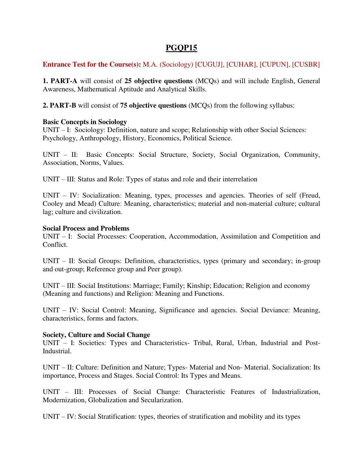 Syllabus of PG CU-CET 2021 - Page 38