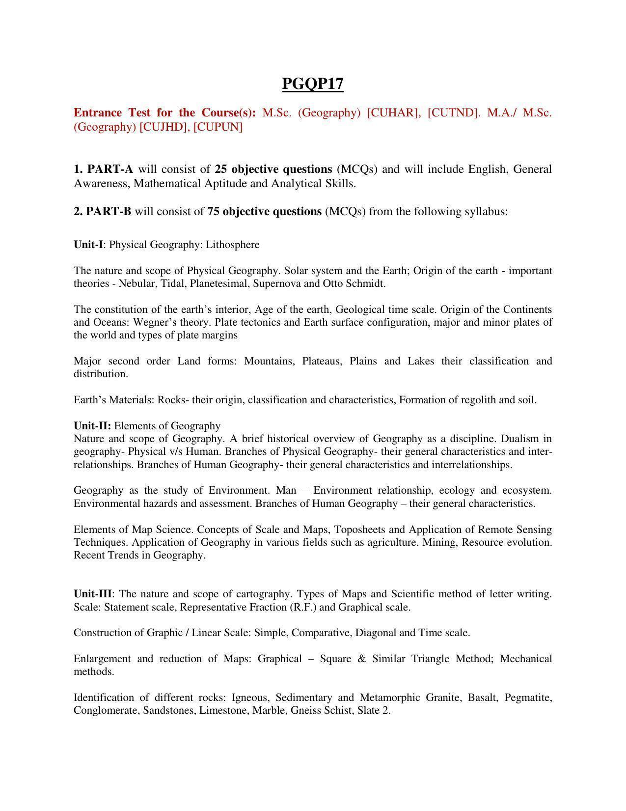 Syllabus of PG CU-CET 2021 - Page 43