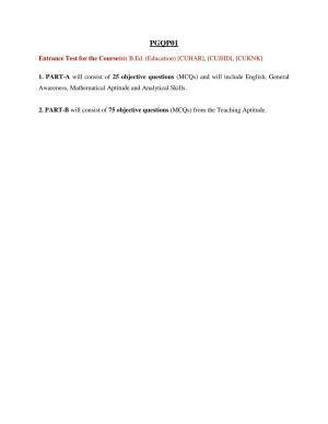 Syllabus of PG CU-CET 2021