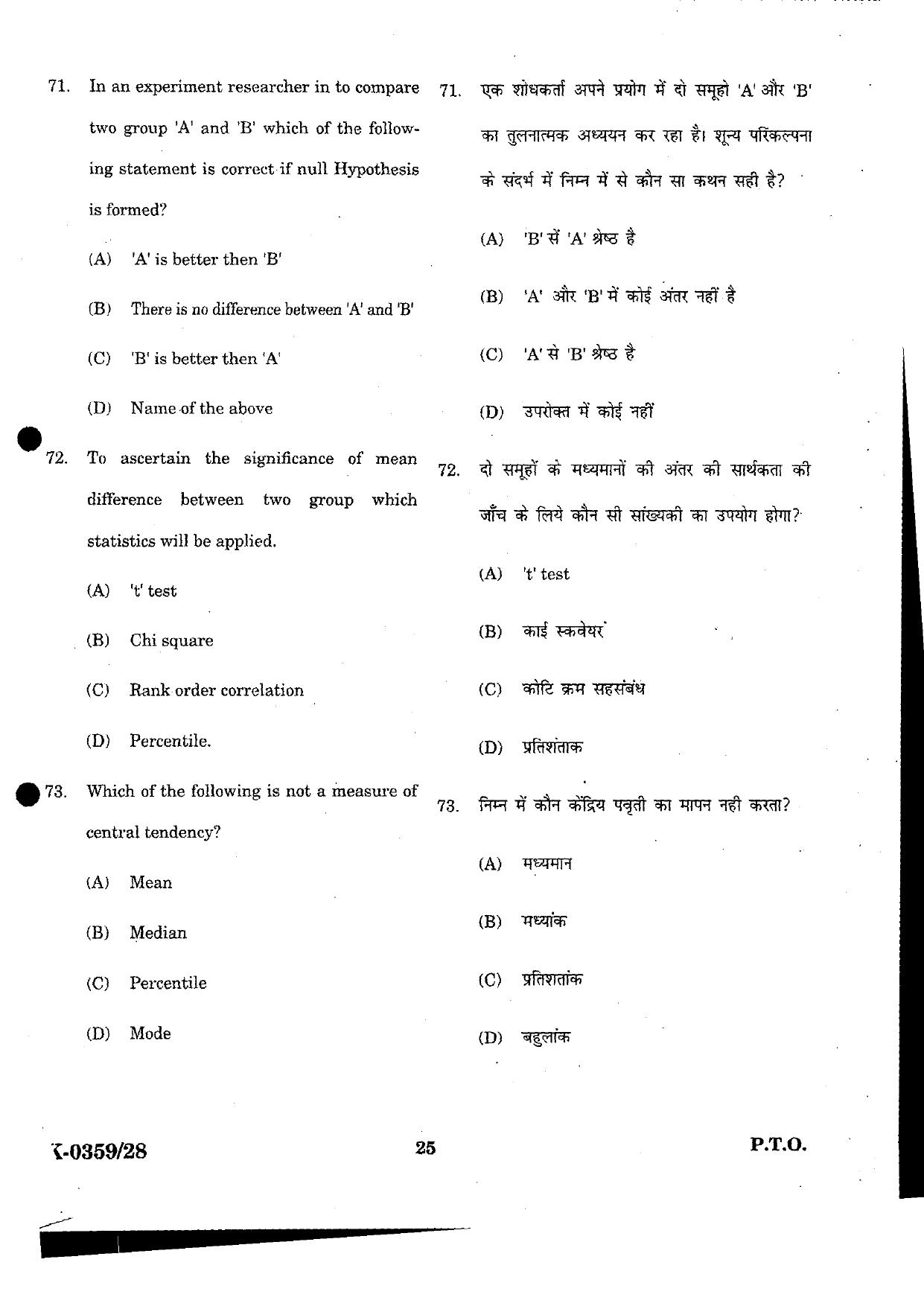 URATPG Psychology 2023 Sample Question Paper - Page 25