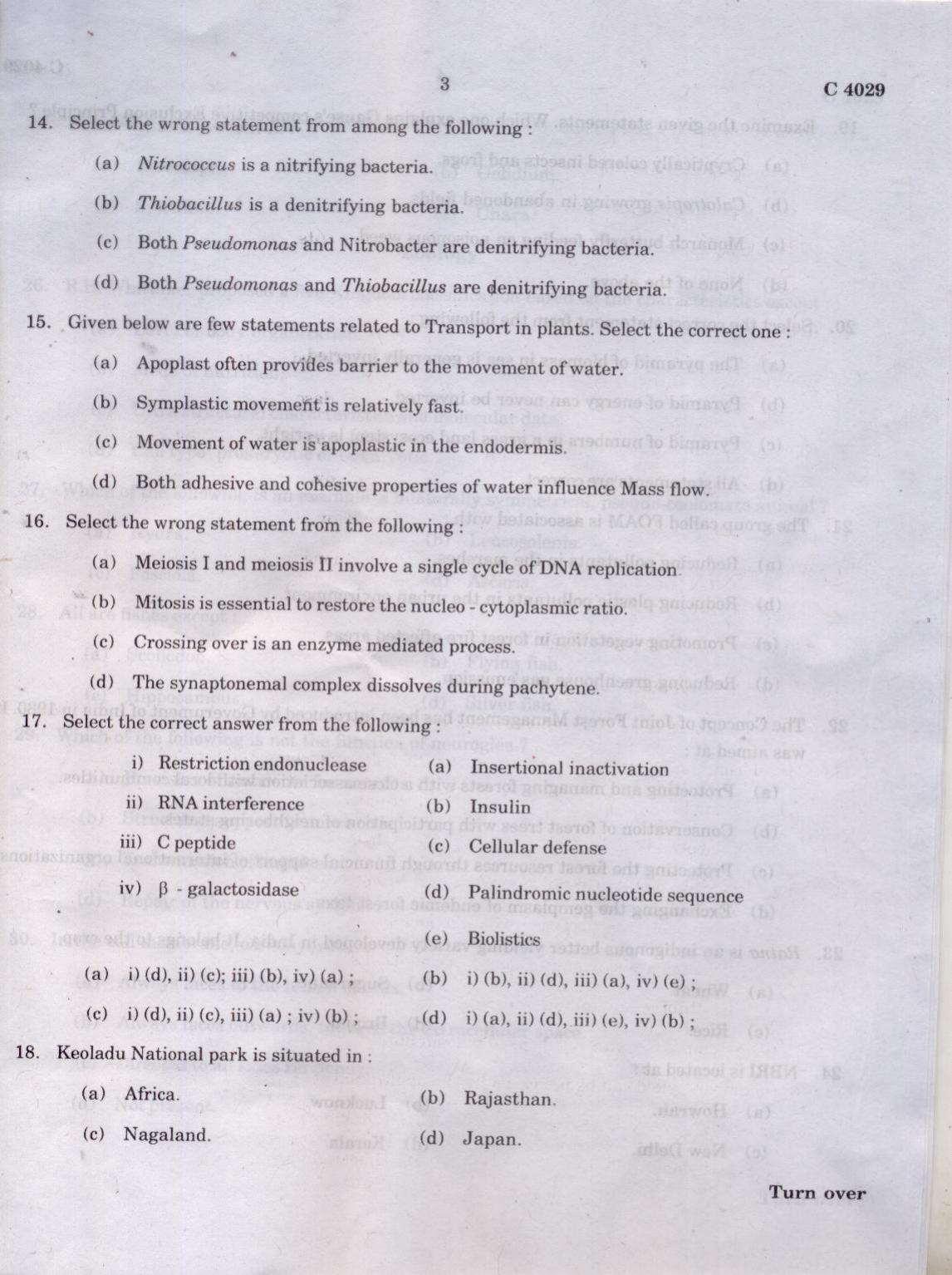 CUCAT 2021 Integrated M.Sc.Bioscience Question Paper - Page 3