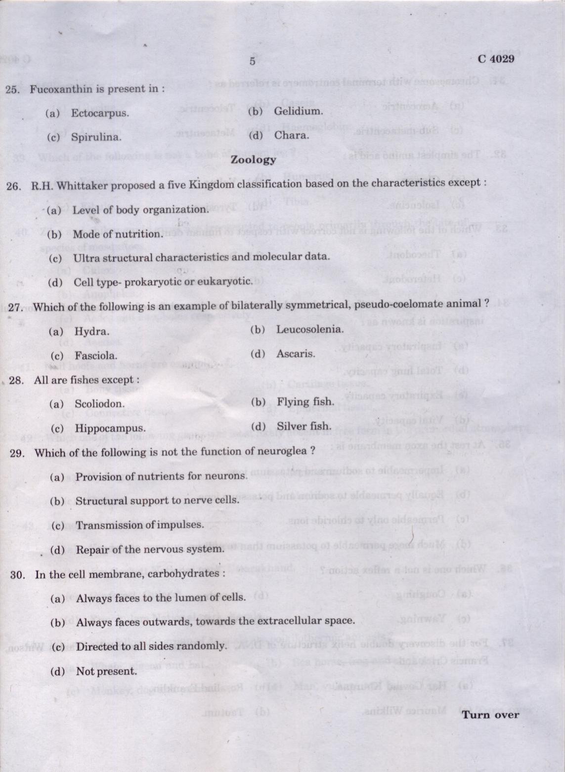 CUCAT 2021 Integrated M.Sc.Bioscience Question Paper - Page 5