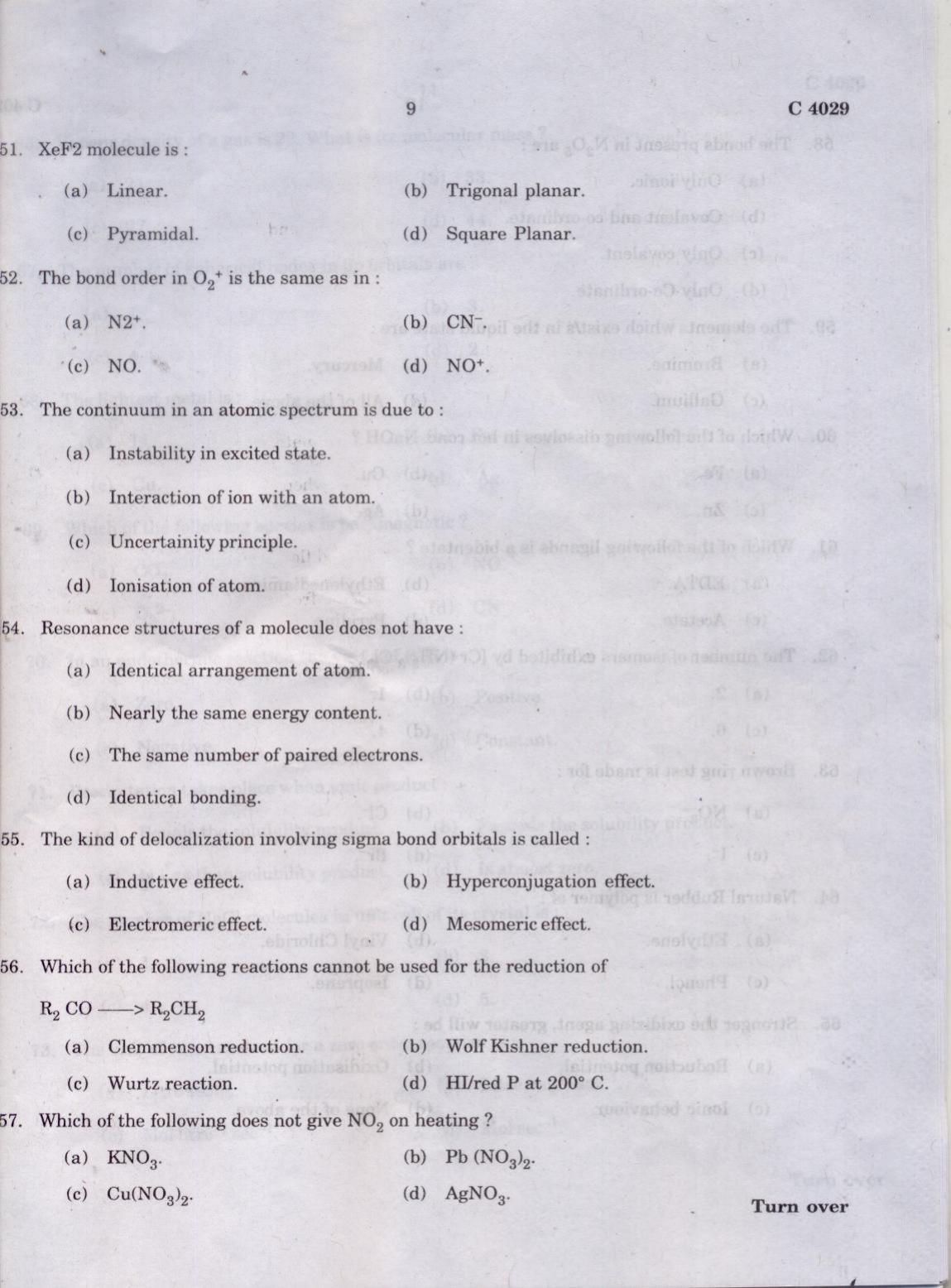 CUCAT 2021 Integrated M.Sc.Bioscience Question Paper - Page 9
