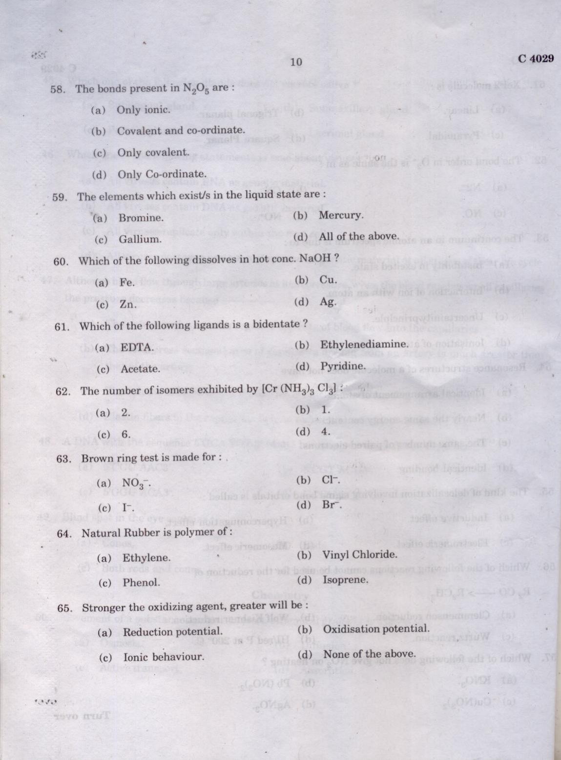 CUCAT 2021 Integrated M.Sc.Bioscience Question Paper - Page 10