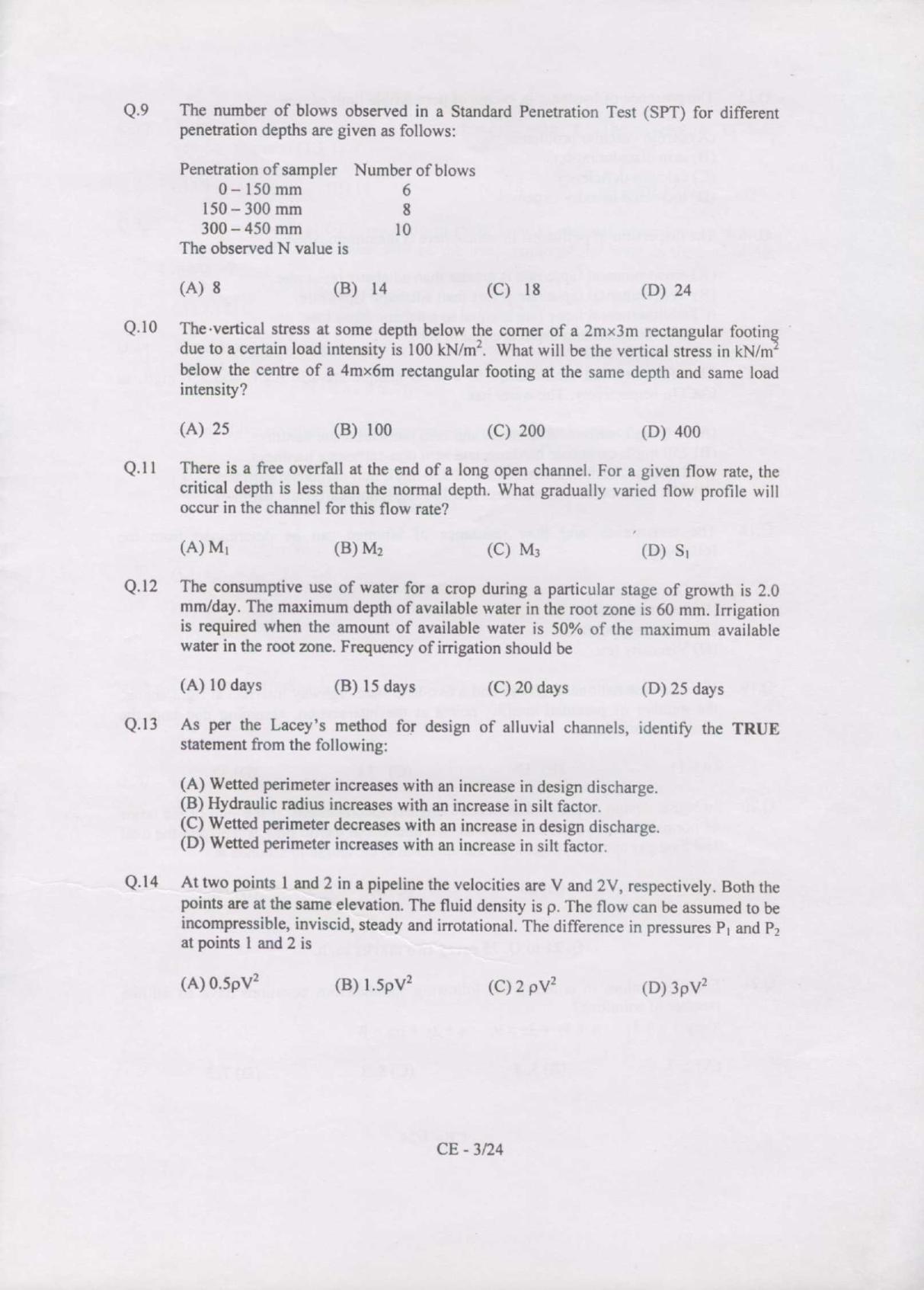 GATE 2007 Civil Engineering (CE) Question Paper with Answer Key - Page 3