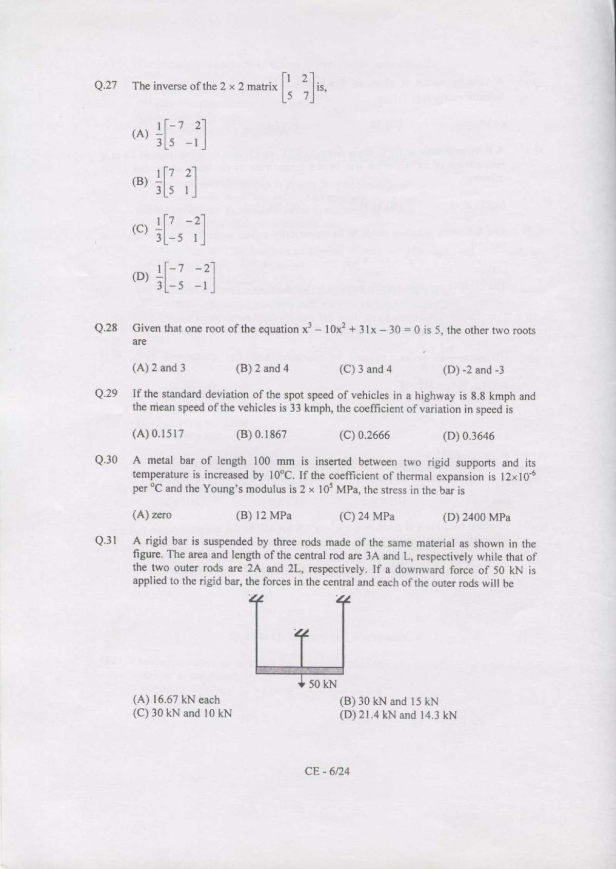 GATE 2007 Civil Engineering (CE) Question Paper with Answer Key - Page 6