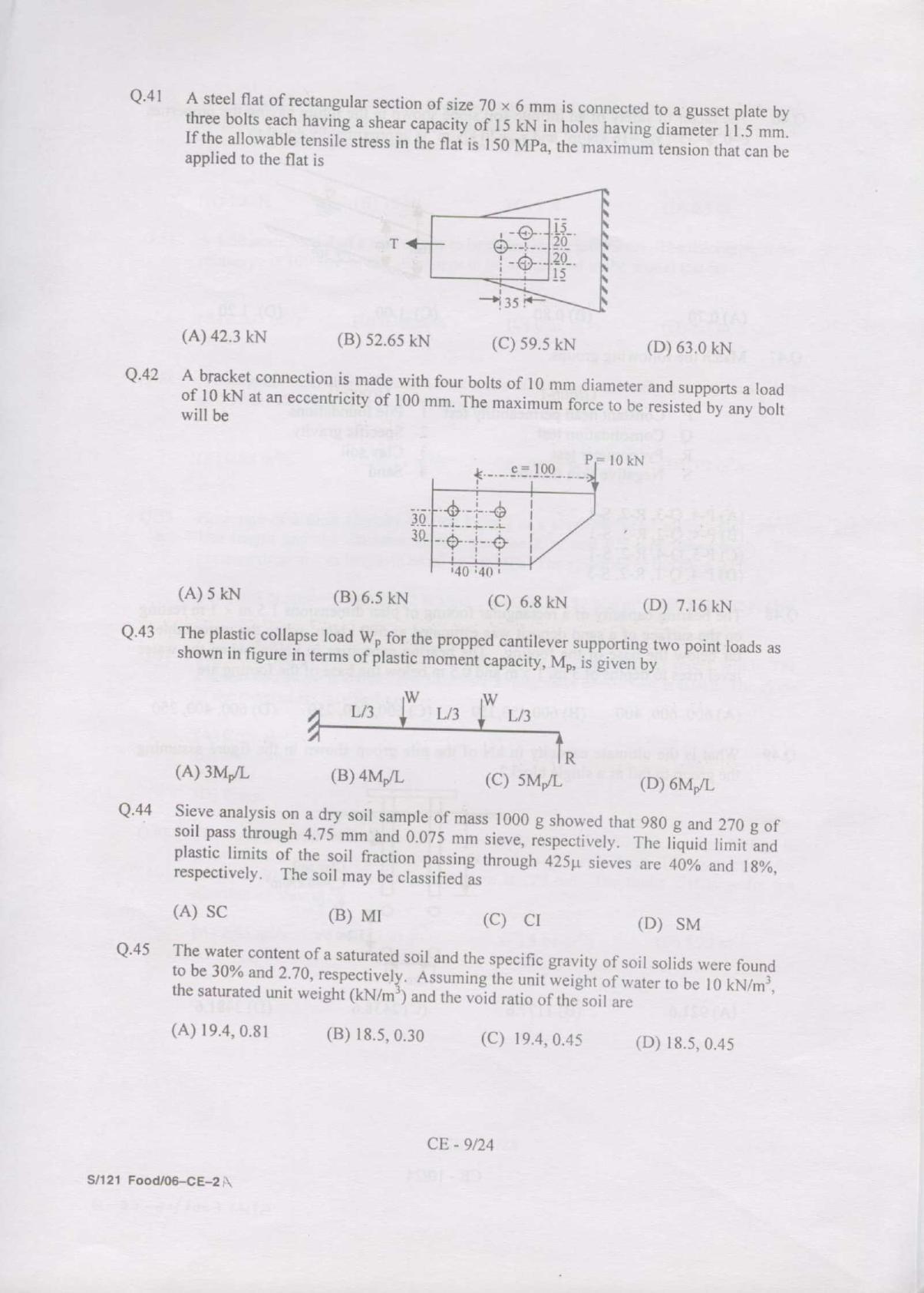 GATE 2007 Civil Engineering (CE) Question Paper with Answer Key - Page 9