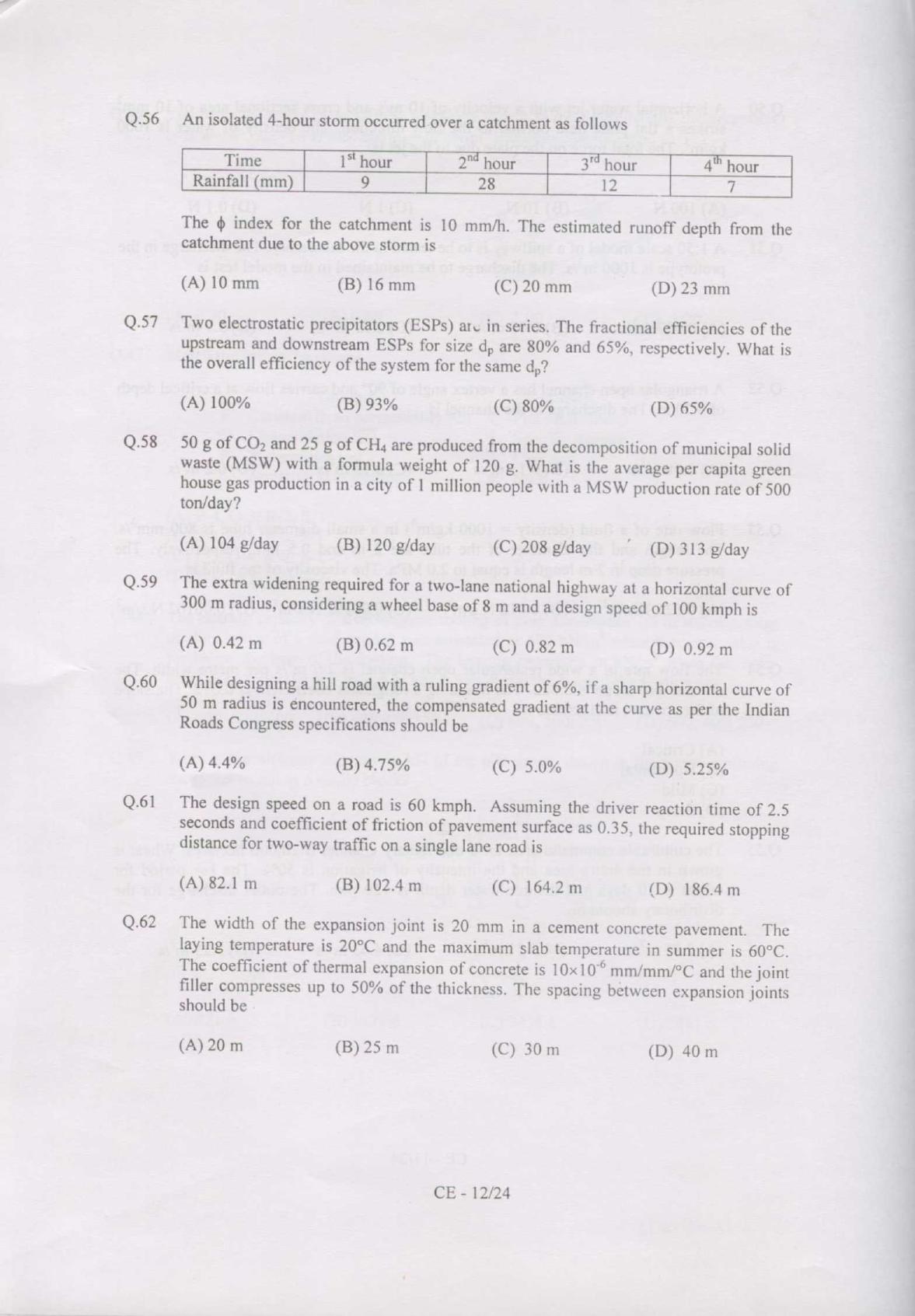 GATE 2007 Civil Engineering (CE) Question Paper with Answer Key - Page 12