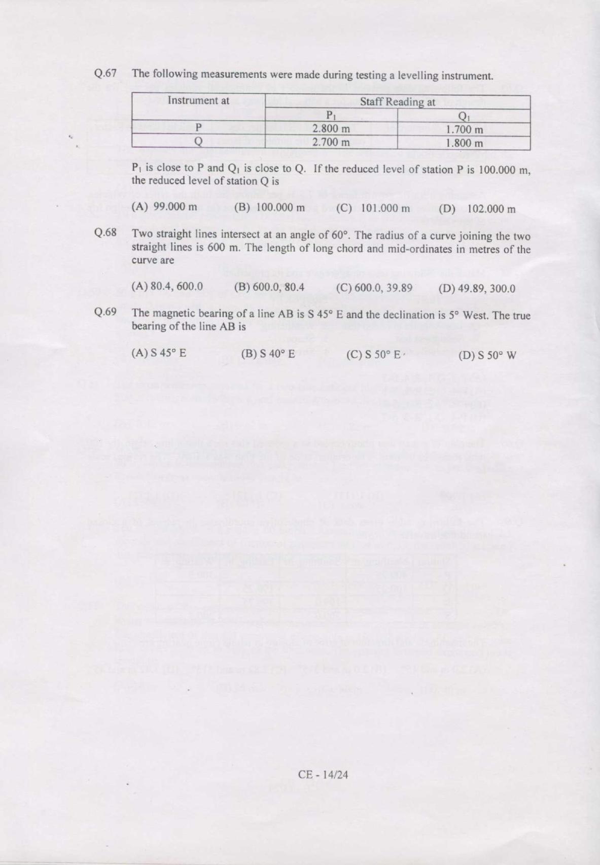 GATE 2007 Civil Engineering (CE) Question Paper with Answer Key - Page 14