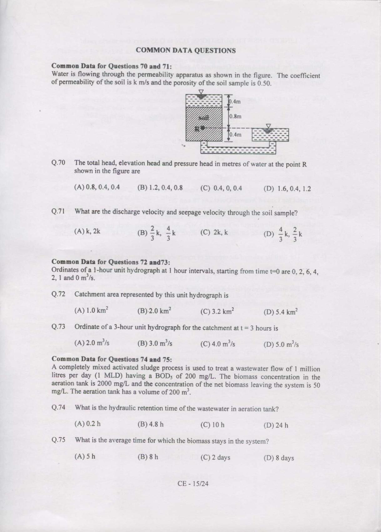 GATE 2007 Civil Engineering (CE) Question Paper with Answer Key - Page 15