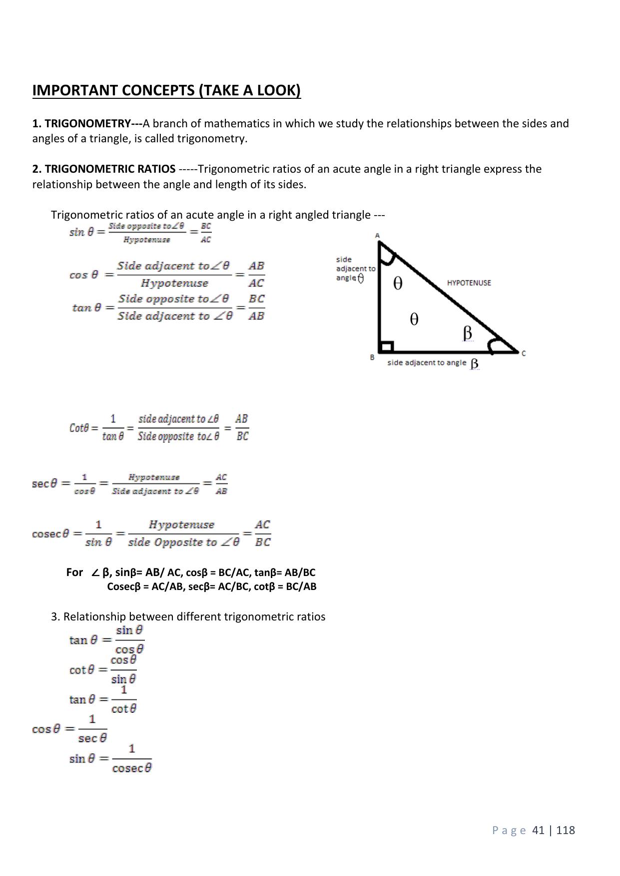 CBSE Worksheets for Class 10 Maths Applications of Trigonometry Assignment 2 - Page 1