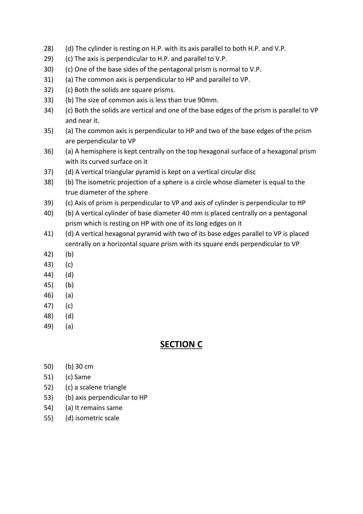 CBSE Class 12th Engineering Graphics Sample Question Paper Answer Key 2021-22 - Page 2