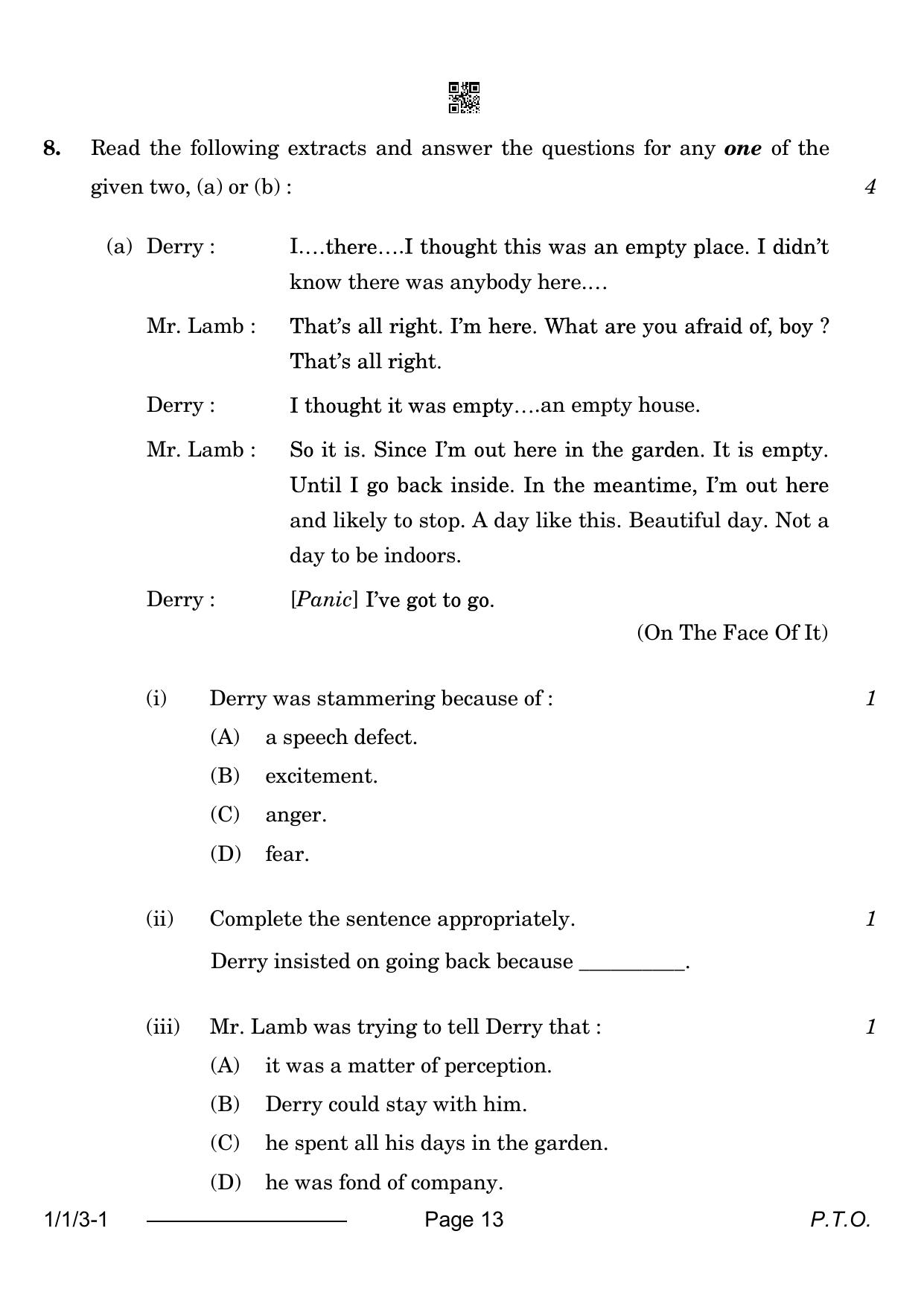 CBSE Class 12 1-1-3 English Core 2024 Question Paper - Page 13