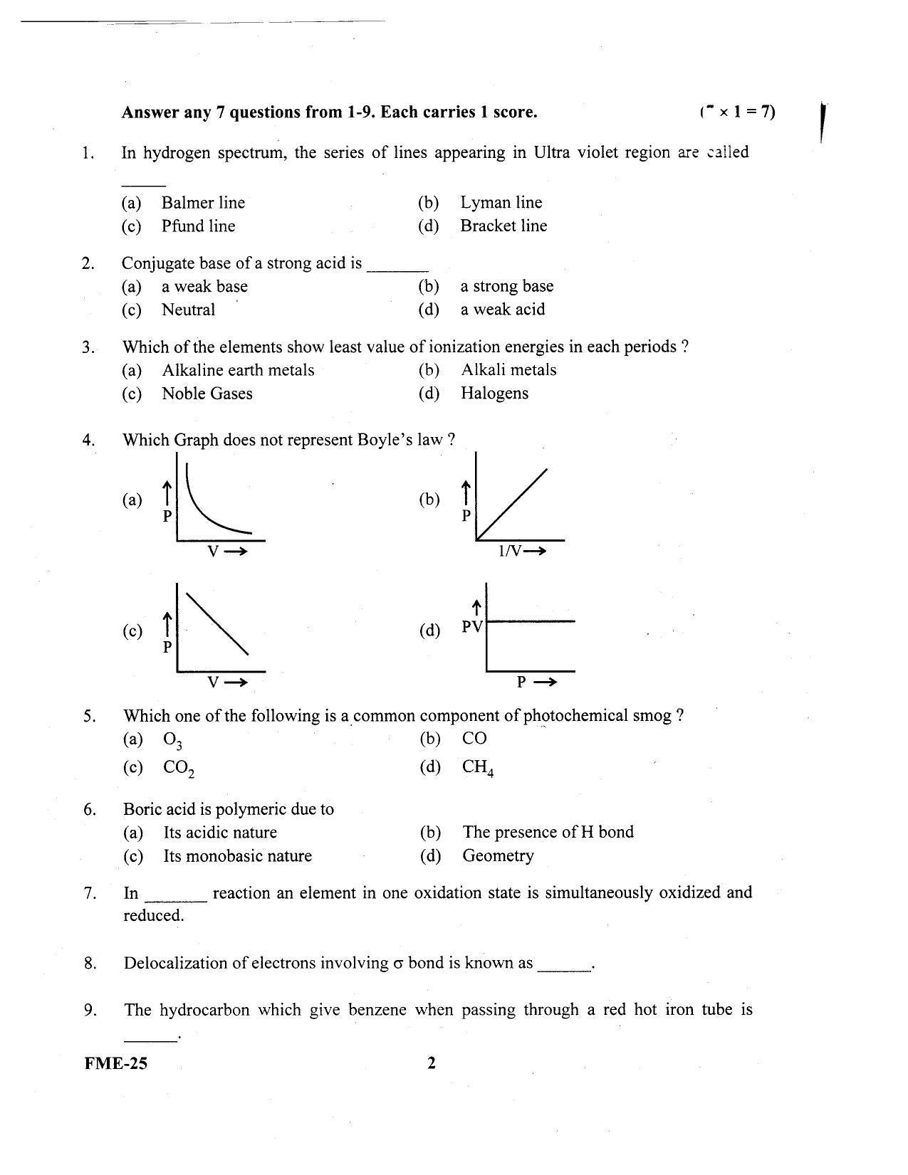Kerala Plus One 2020 Chemistry Question Papers (Model) - Page 2