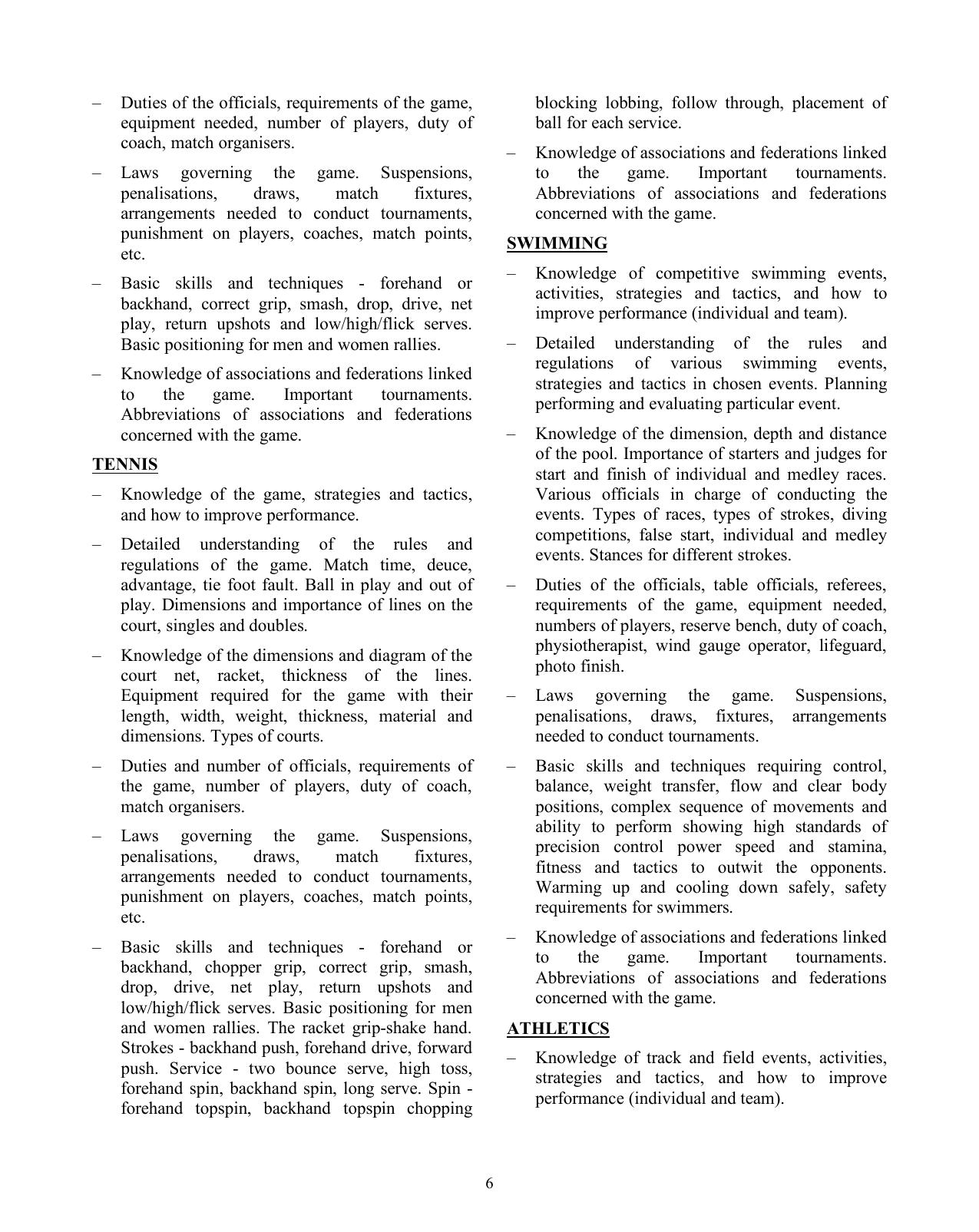 ISC Class XI & XII Physical Education 2025 Syllabus - Page 6