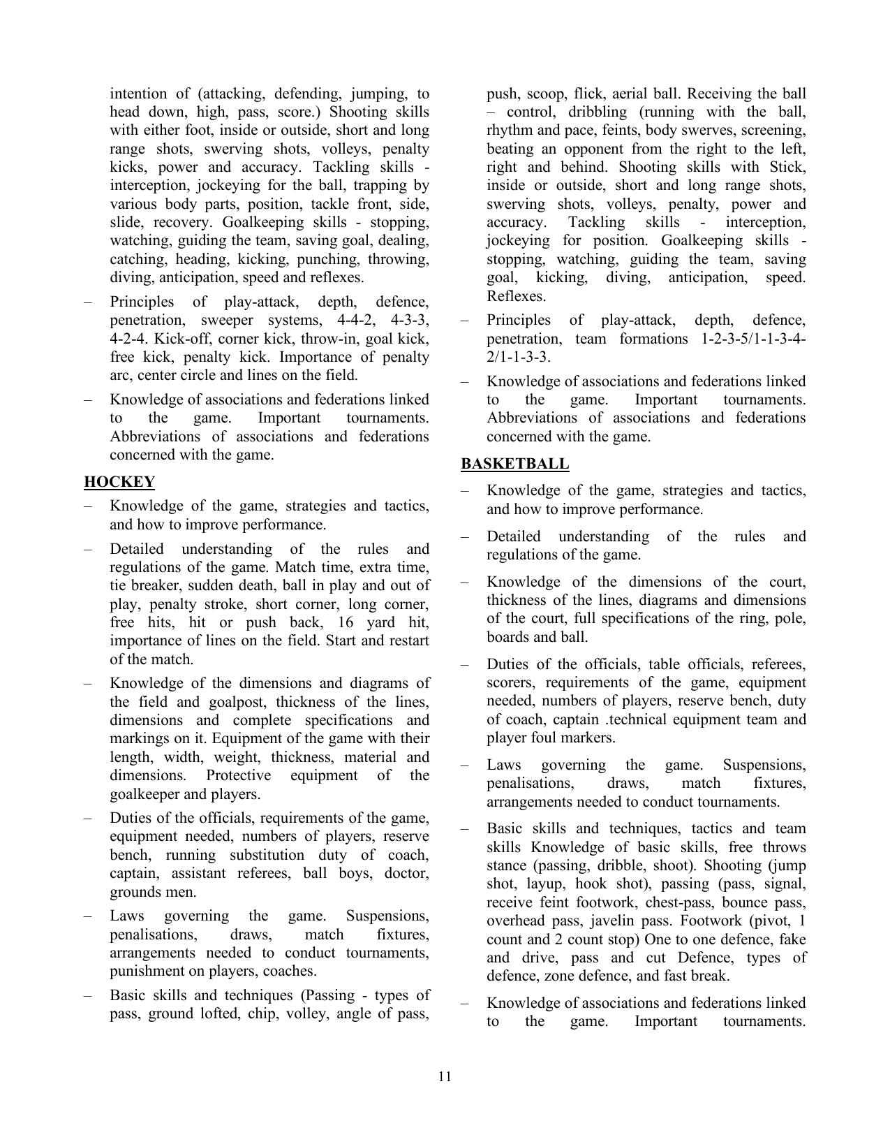 ISC Class XI & XII Physical Education 2025 Syllabus - Page 11