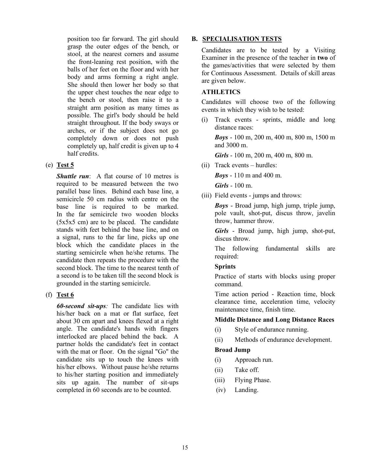 ISC Class XI & XII Physical Education 2025 Syllabus - Page 15
