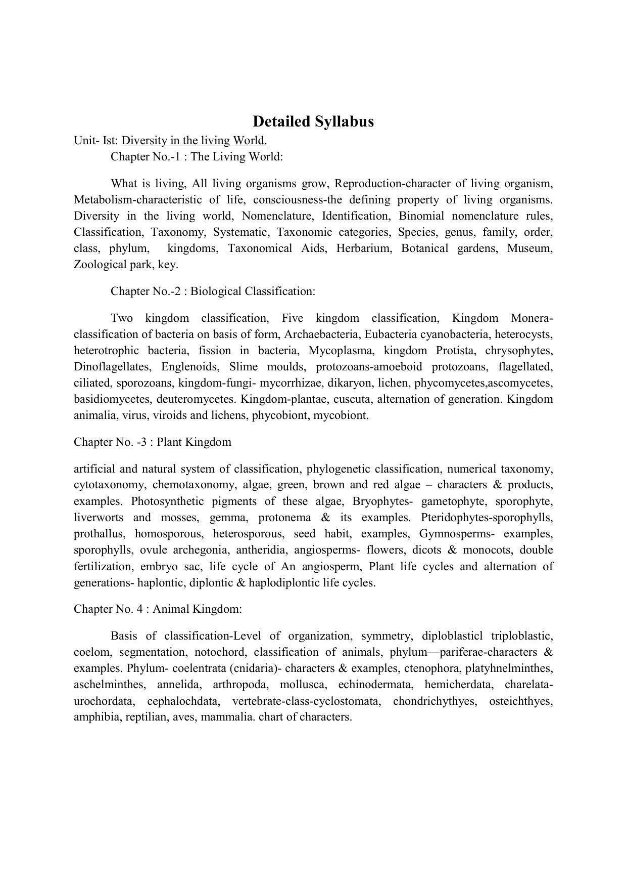 Haryana Board Class 11 Biology Syllabus 2023 - Page 3