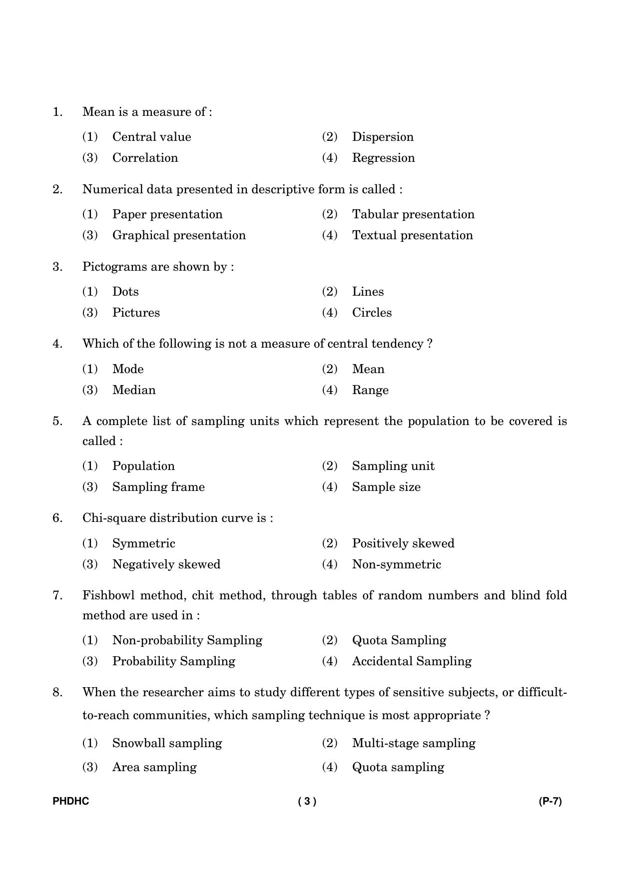IGNOU PhD Entrance Test Ph. D. (Home Science) Entrance Test, July, 2023 Question Paper - Page 4