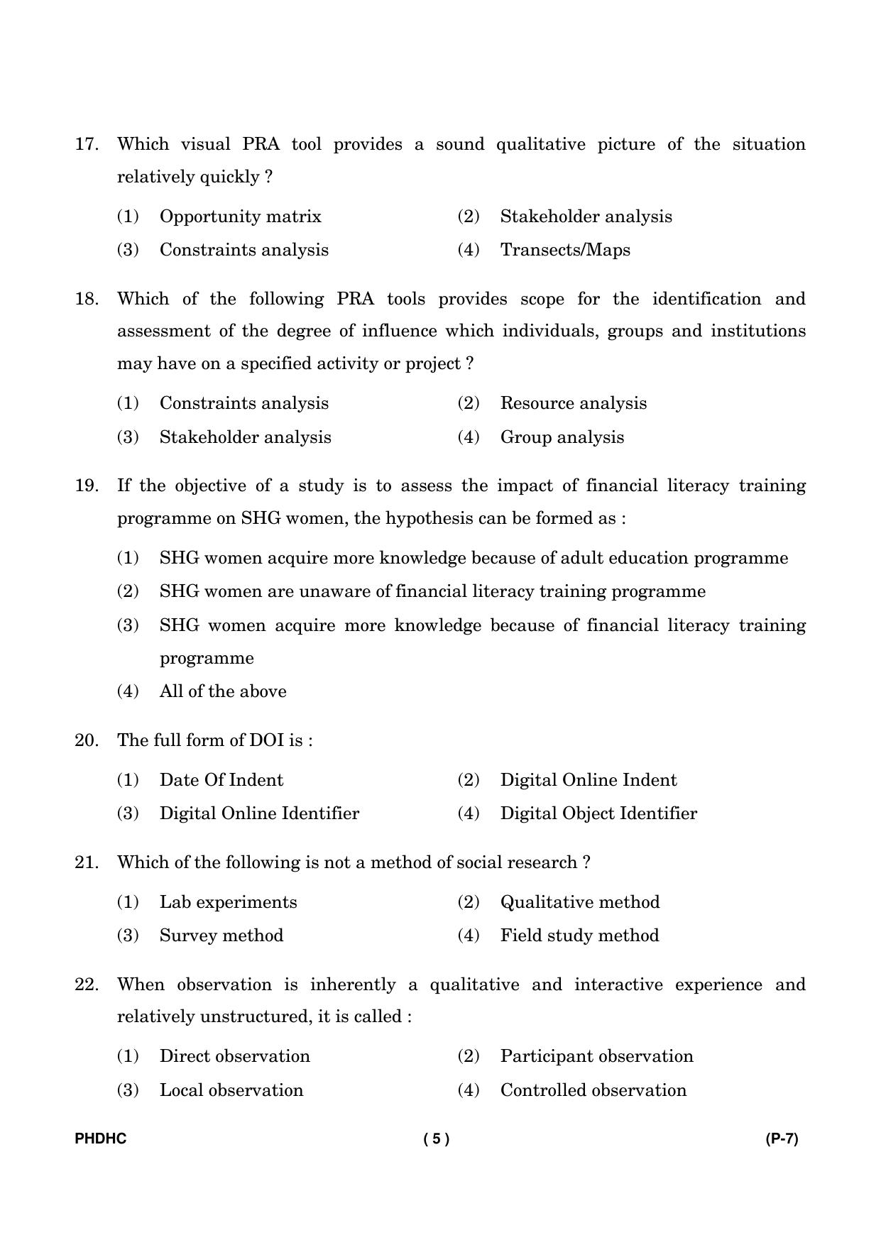IGNOU PhD Entrance Test Ph. D. (Home Science) Entrance Test, July, 2023 Question Paper - Page 6