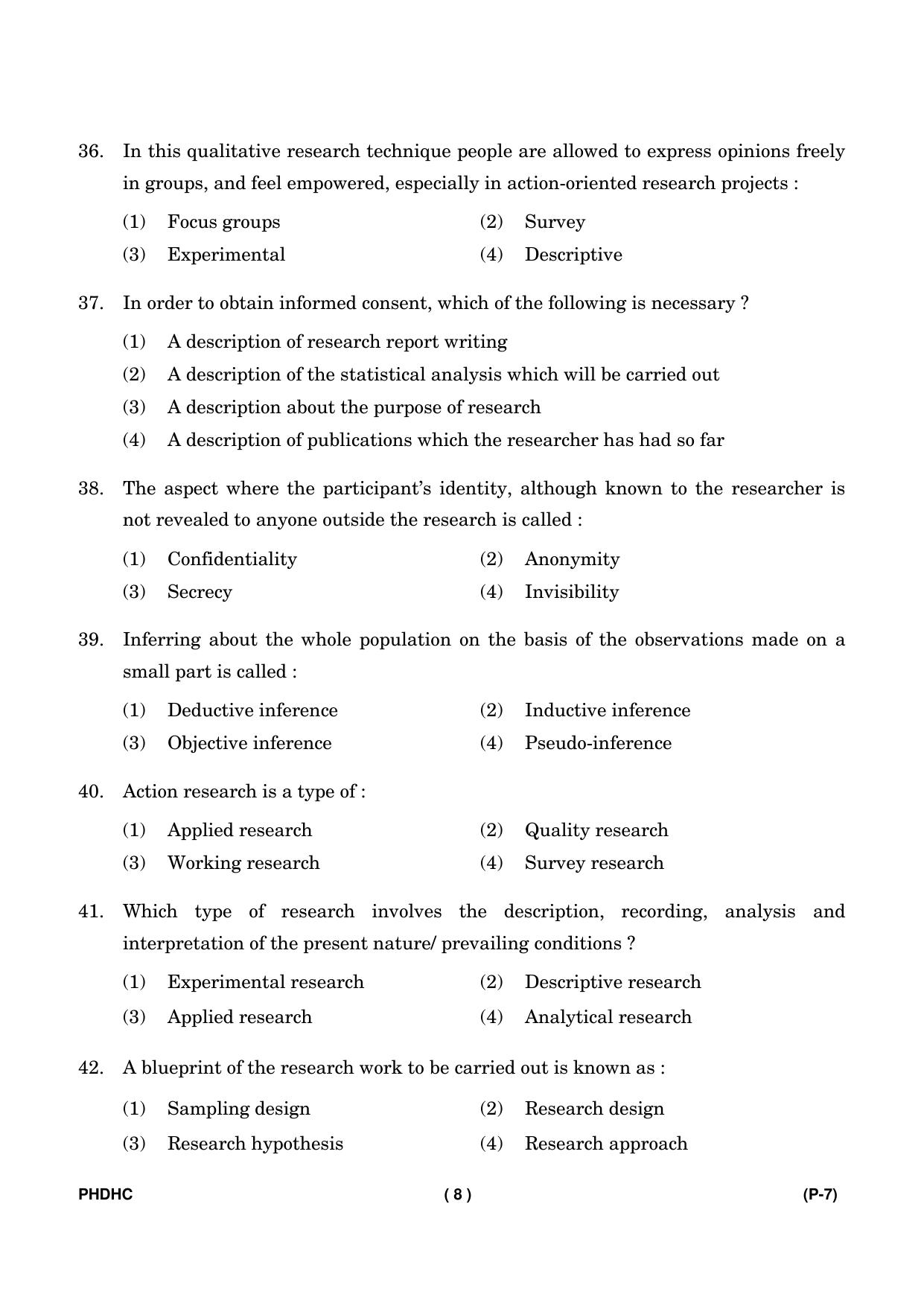 IGNOU PhD Entrance Test Ph. D. (Home Science) Entrance Test, July, 2023 Question Paper - Page 9
