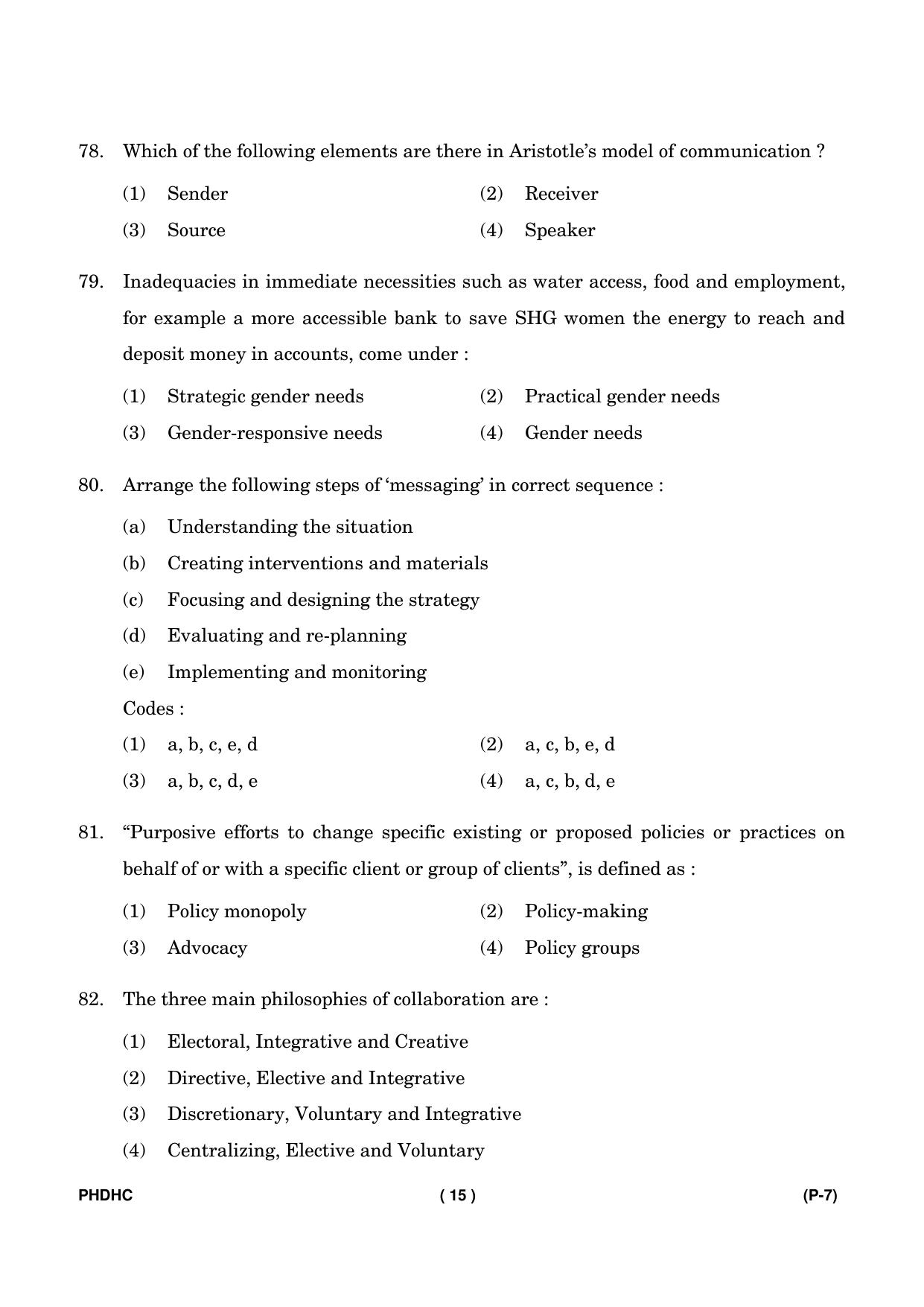 IGNOU PhD Entrance Test Ph. D. (Home Science) Entrance Test, July, 2023 Question Paper - Page 16