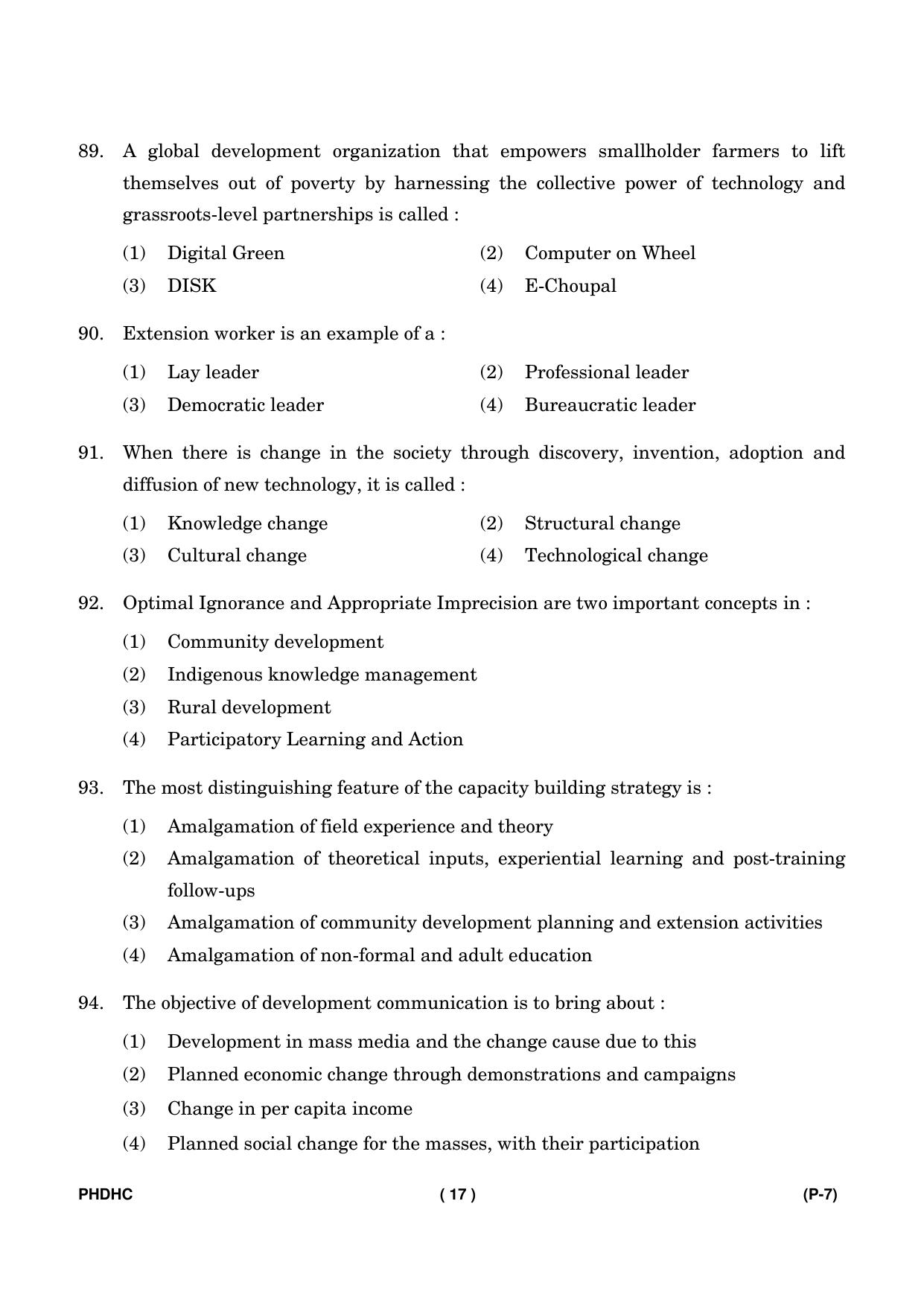 IGNOU PhD Entrance Test Ph. D. (Home Science) Entrance Test, July, 2023 Question Paper - Page 18