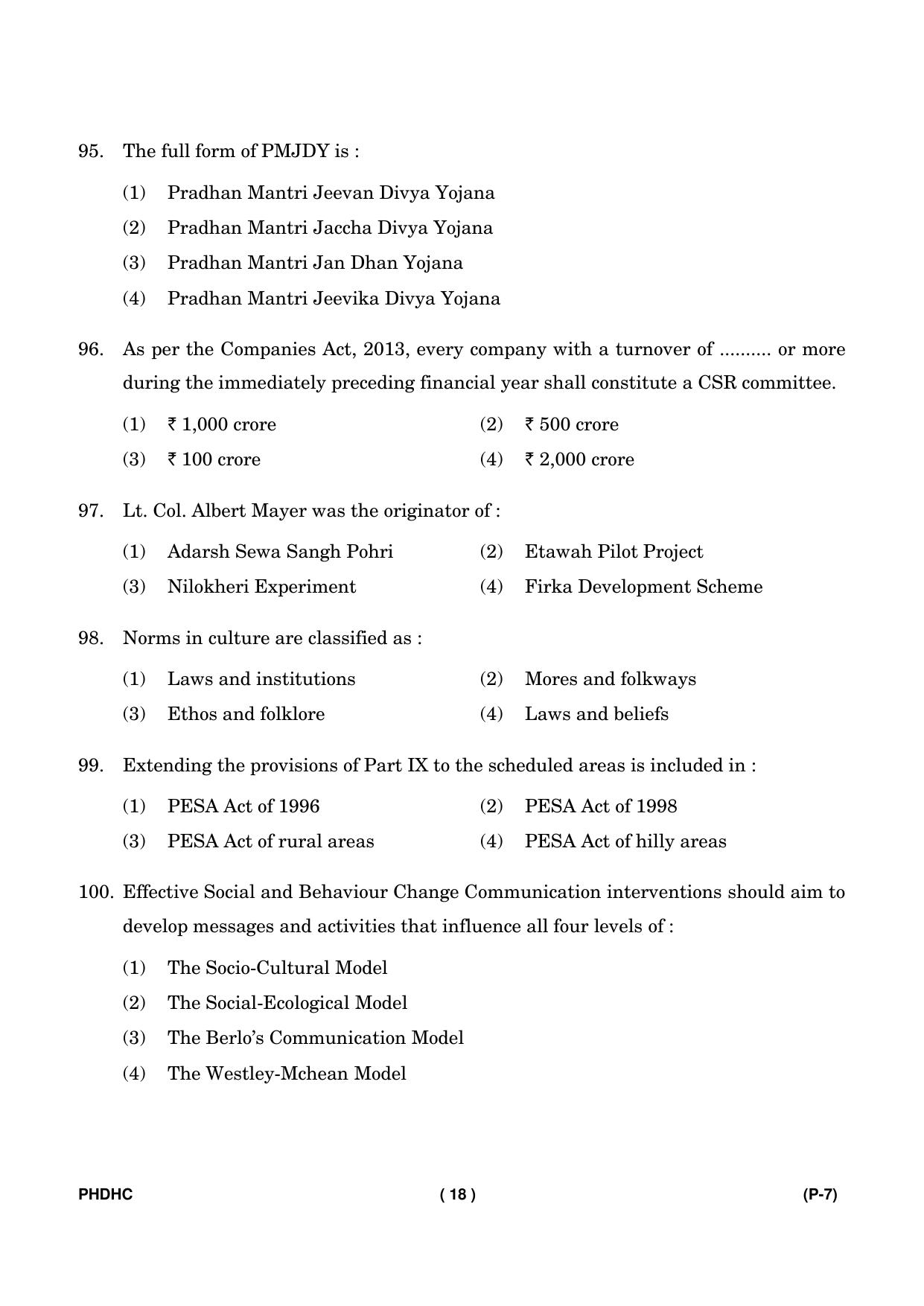 IGNOU PhD Entrance Test Ph. D. (Home Science) Entrance Test, July, 2023 Question Paper - Page 19