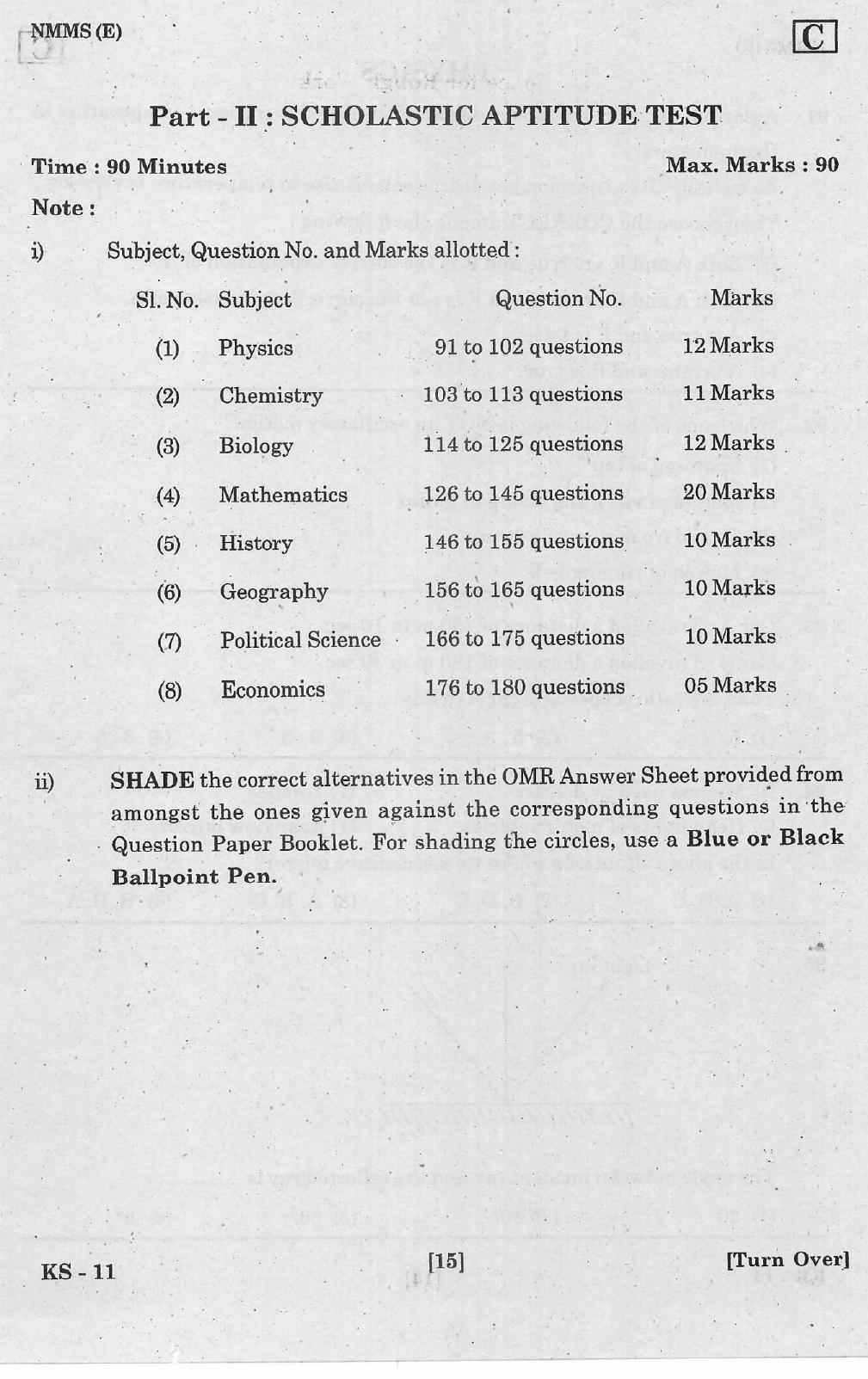 NMMS Feb 2021 - Booklet Code-C (English Medium) - Page 15