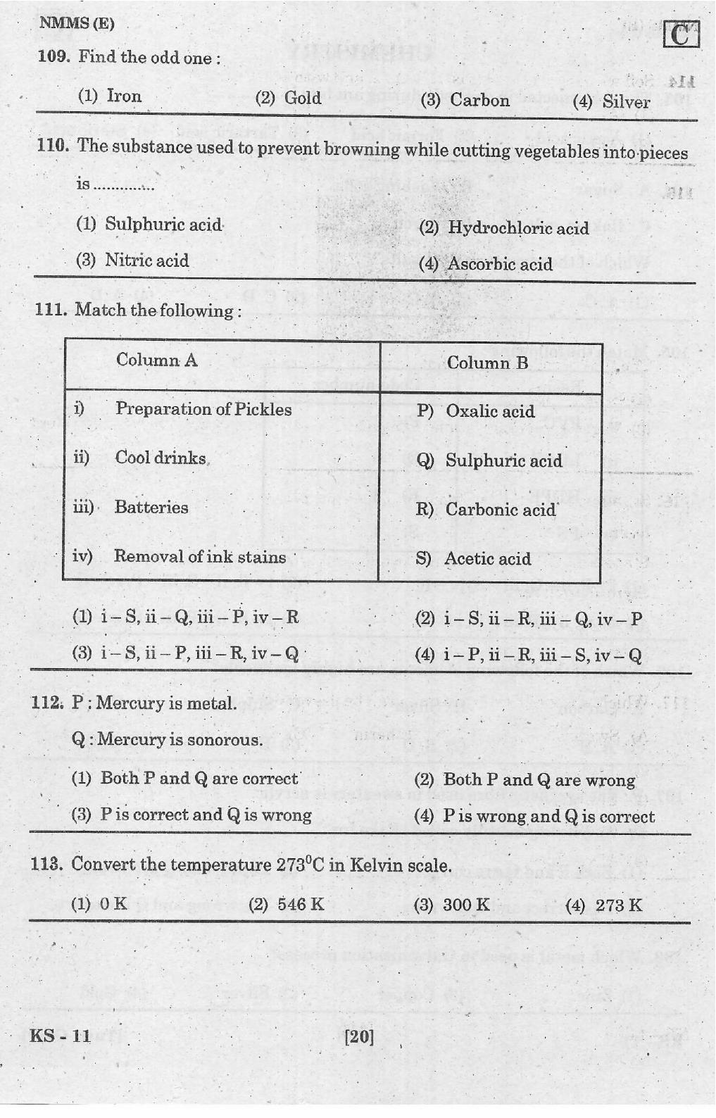NMMS Feb 2021 - Booklet Code-C (English Medium) - Page 20